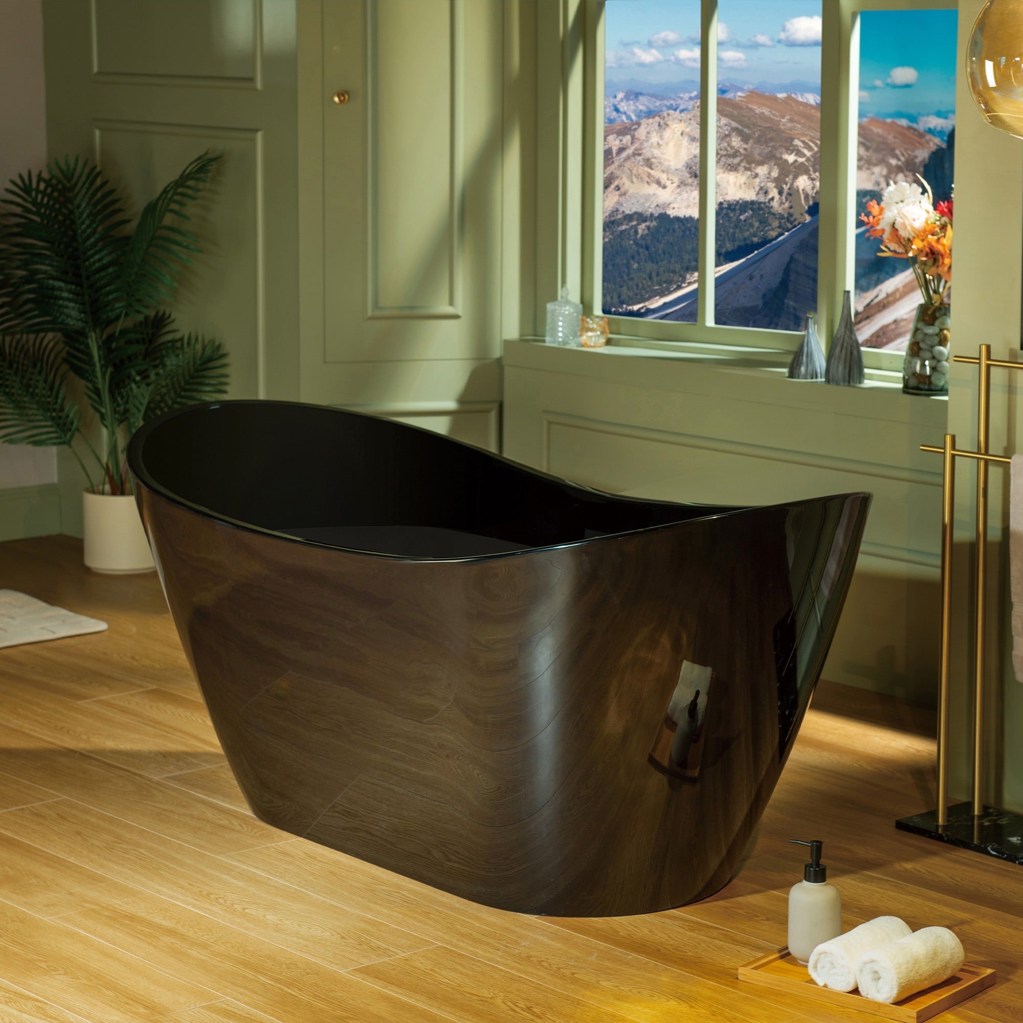 WOODBRIDGE 59" L x 28-3/4" W Freestanding Contemporary Acrylic Soaking Bathtub with Drain & Overflow, B8811