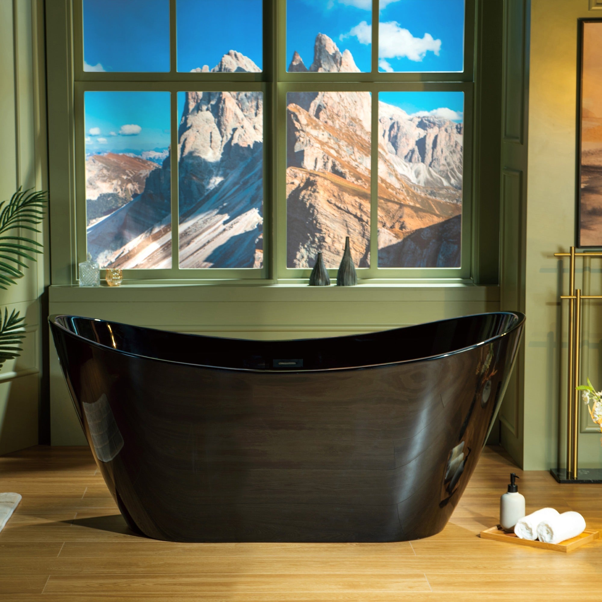 WOODBRIDGE 59" L x 28-3/4" W Freestanding Contemporary Acrylic Soaking Bathtub with Drain & Overflow, B8811