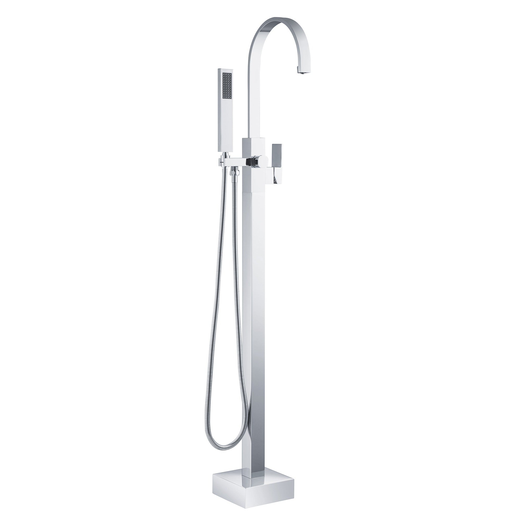 WOODBRIDGE Contemporary Single Handle Floor Mount Freestanding Tub Filler Faucet with Hand Shower, F006