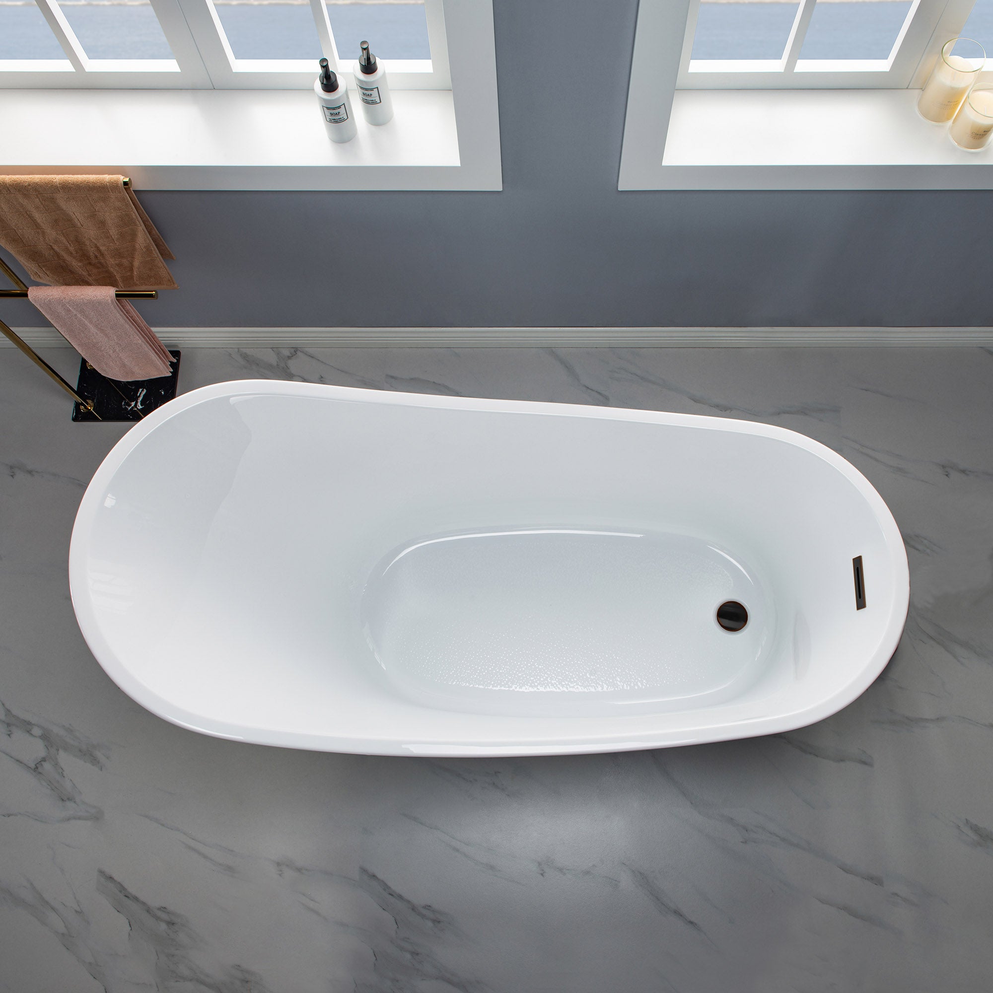 WOODBRIDGE 59" Acrylic Freestanding Bathtub Contemporary Soaking Tub