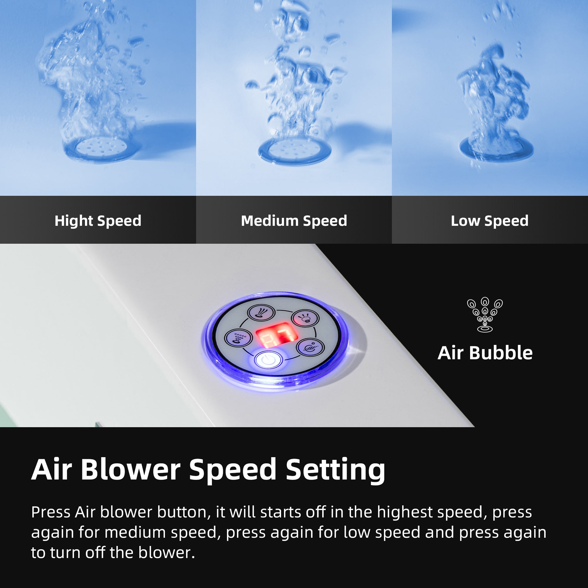 WOODBRIDGE 72" x 35-3/8" Whirlpool Water Jetted and Air Bubble Freestanding Heated Soaking Combination Bathtub with LED control panel , BJ400