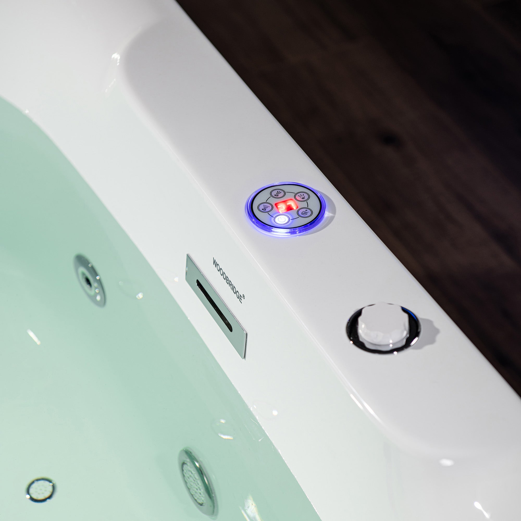 Best Seller WOODBRIDGE 72" x 35-3/8" Whirlpool Water Jetted and Air Bubble Freestanding Heated Soaking Combination Bathtub with LED control panel