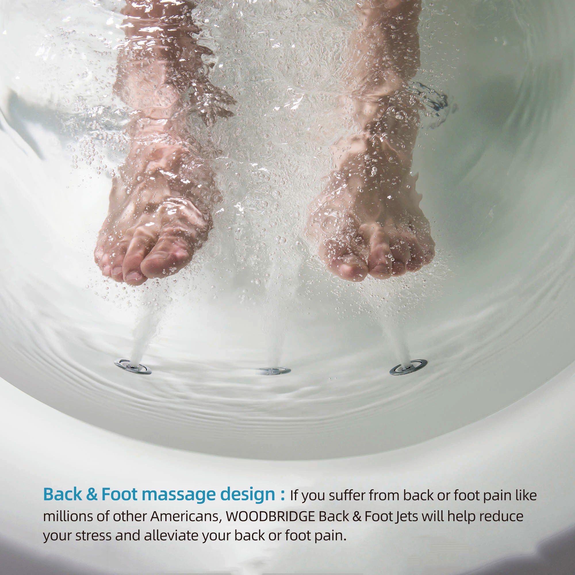 WOODBRIDGE 72" x 35-3/8" Whirlpool Water Jetted and Air Bubble Freestanding Heated Soaking Combination Bathtub with LED control panel , BJ400