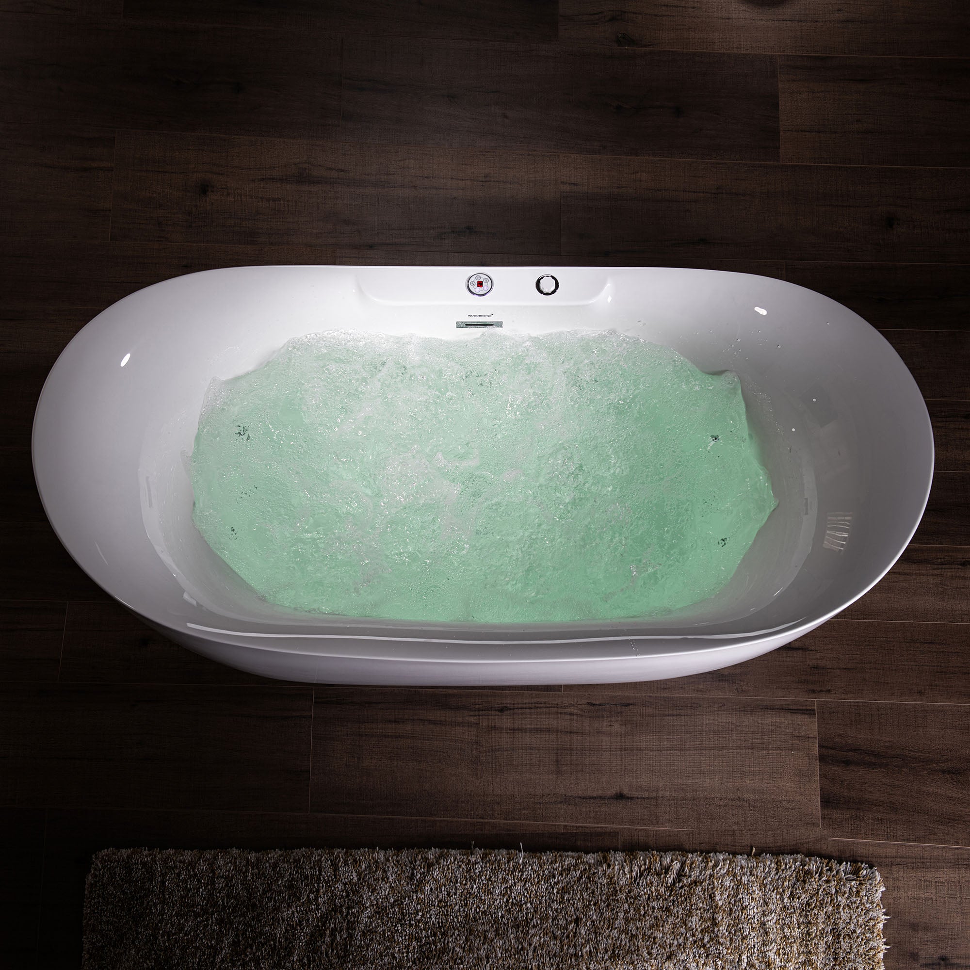 Best Seller WOODBRIDGE 72" x 35-3/8" Whirlpool Water Jetted and Air Bubble Freestanding Heated Soaking Combination Bathtub with LED control panel