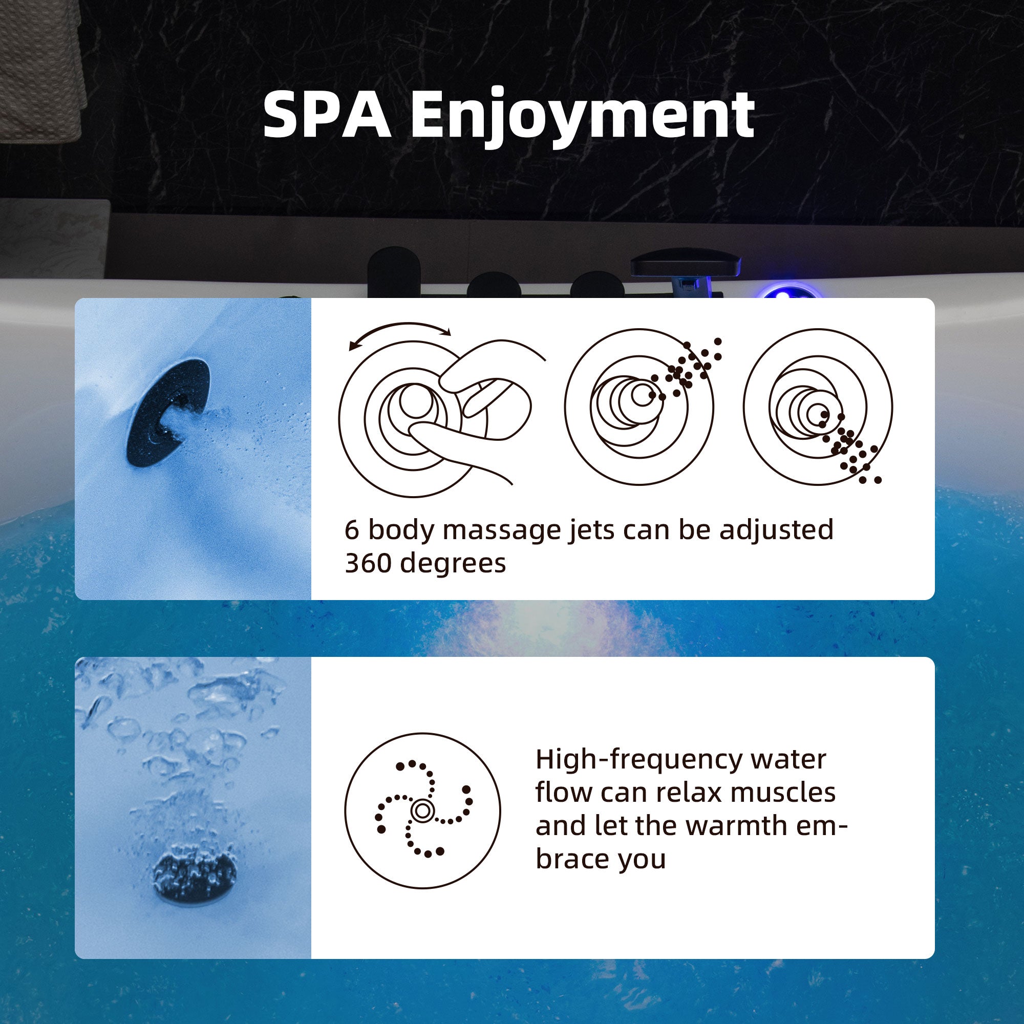 WOODBRIDGE 72" x 35-3/8" Whirlpool and Air Bath Heated Soaking Combination Tub with Adjustable Speed Air Blower, Tub Filler, and LED control panel, Matte Black Finish Trim and Drain Kit
