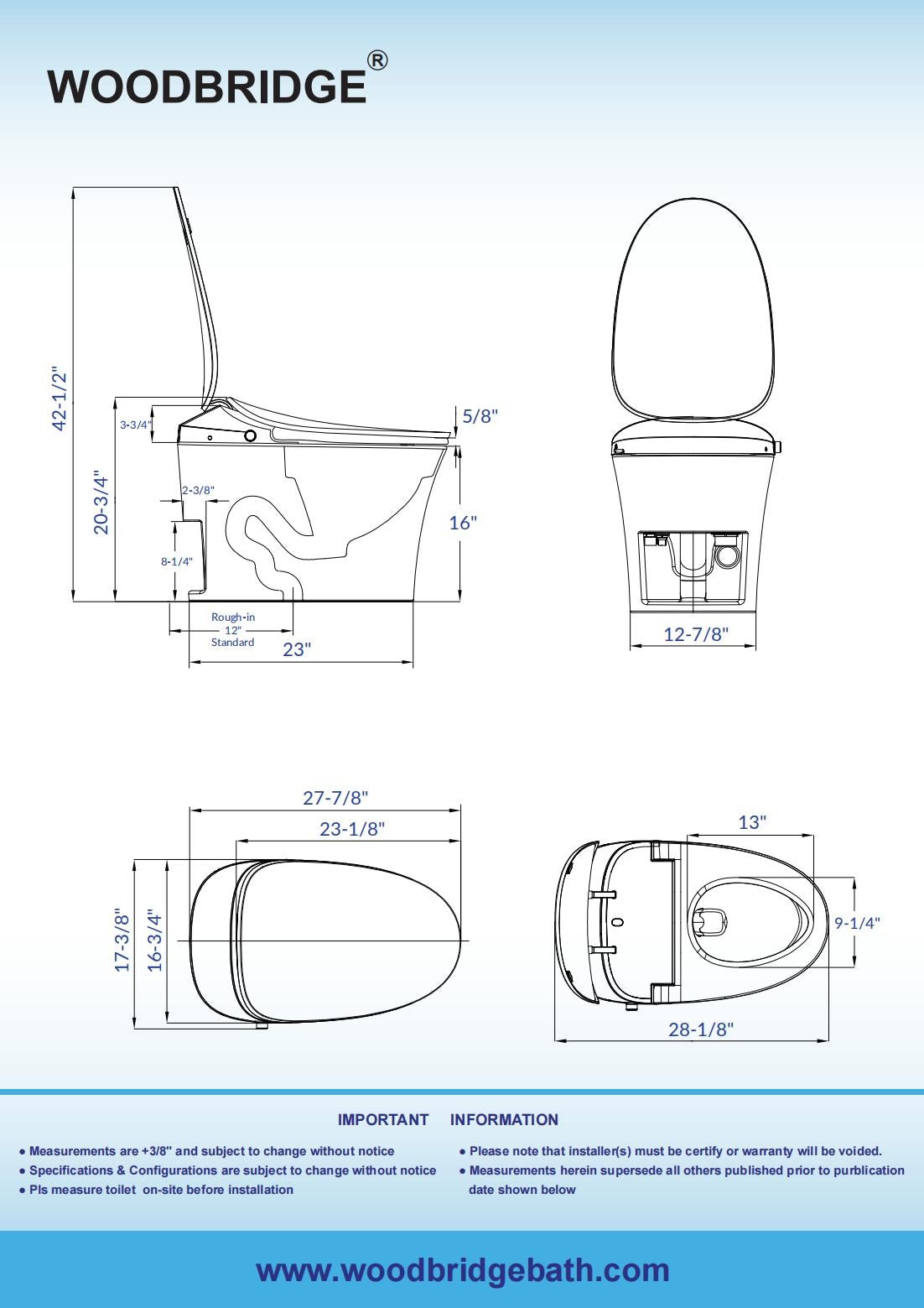 WOODBRIDGE LT610 One-Piece Elongated Smart Bidet Toilet – SKU: LT610