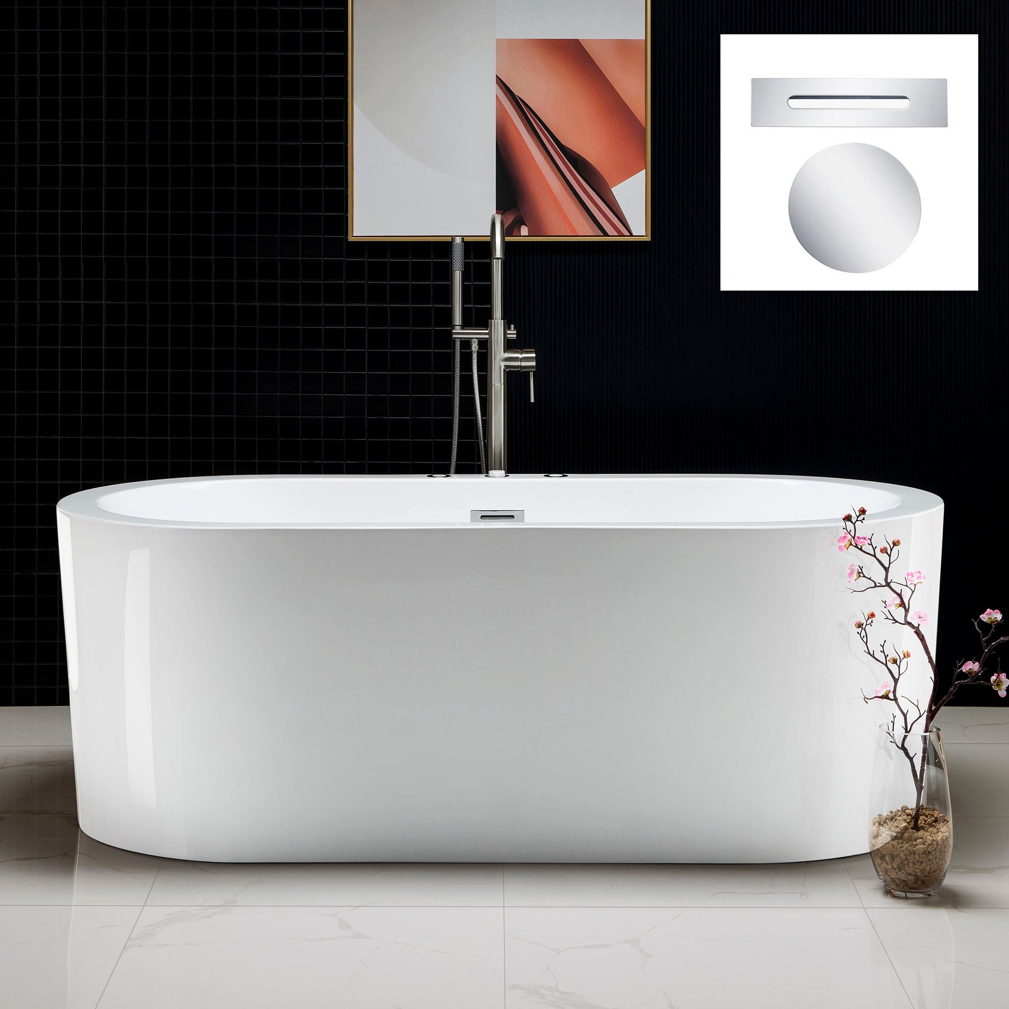 WOODBRIDGE 67" x 32" Whirlpool Water Jetted and Air Bubble Freestanding Bathtub