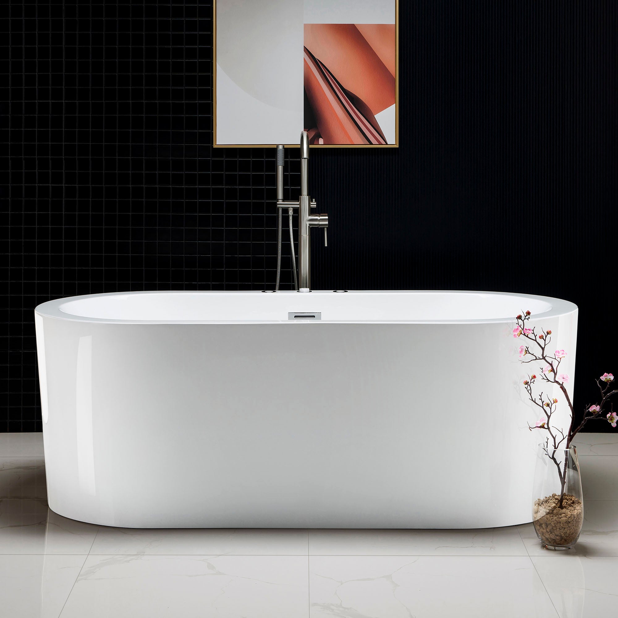 WOODBRIDGE 67" x 32" Whirlpool Water Jetted and Air Bubble Freestanding Bathtub