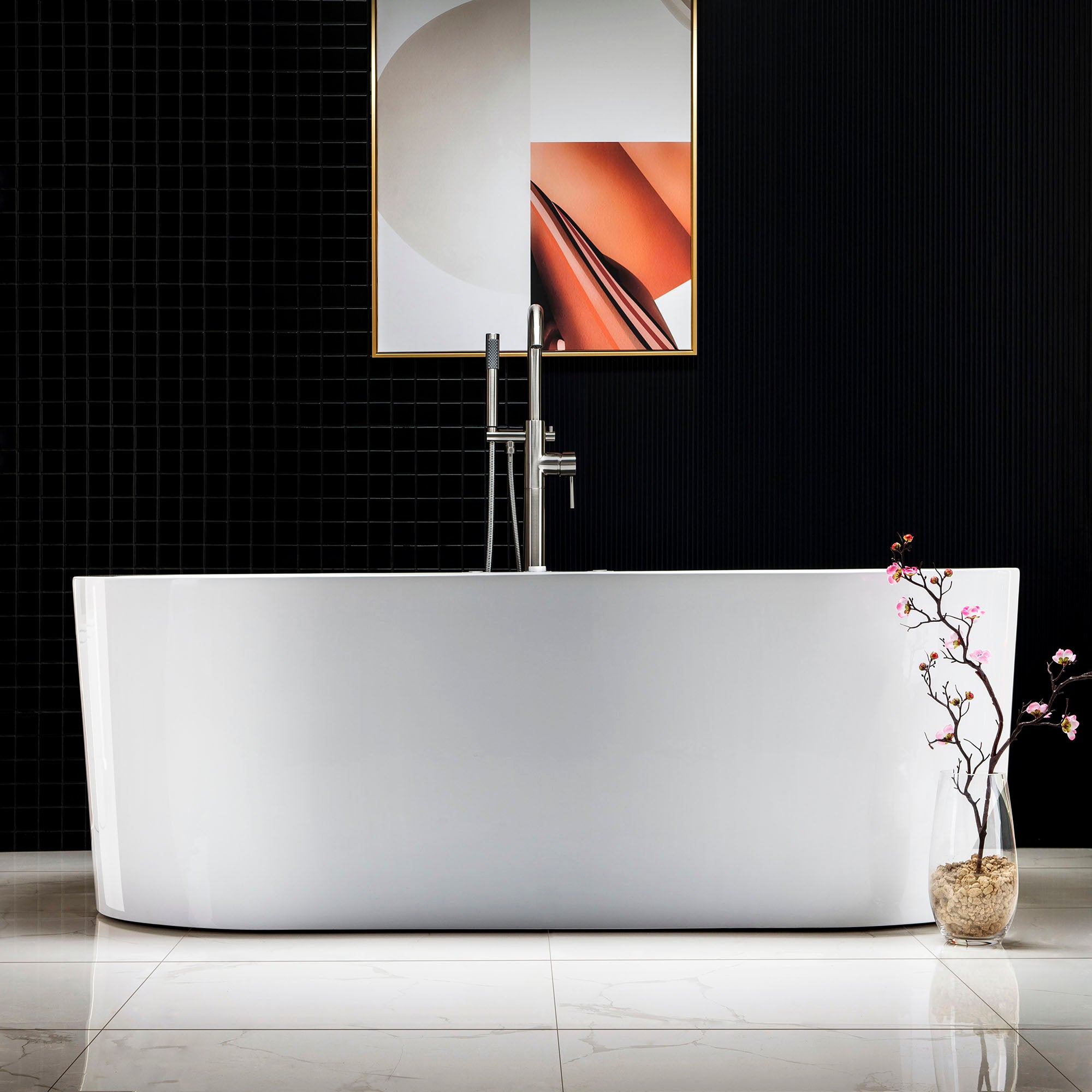 WOODBRIDGE 67" x 32" Whirlpool Water Jetted and Air Bubble Freestanding Bathtub