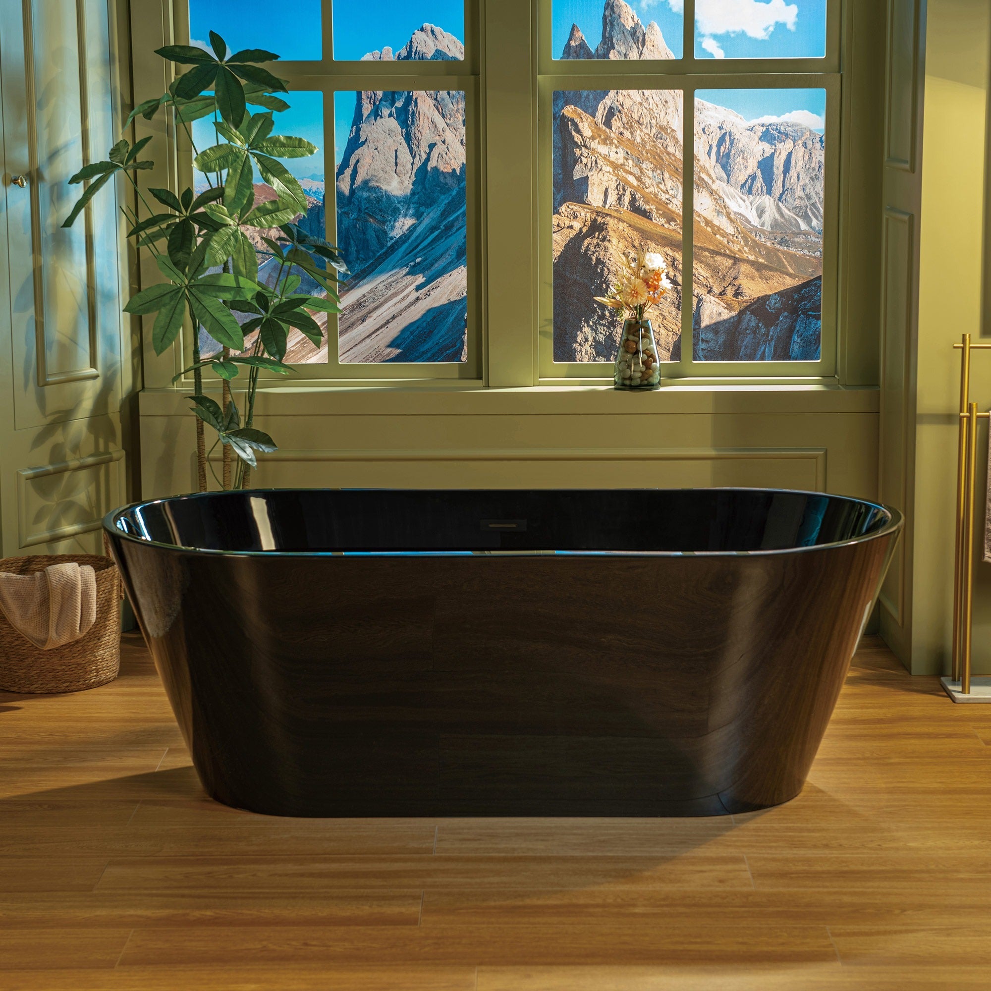 WOODBRIDGE 67" L x 31-1/2" W Freestanding Contemporary Acrylic Soaking Bathtub with Drain & Overflow, B8813