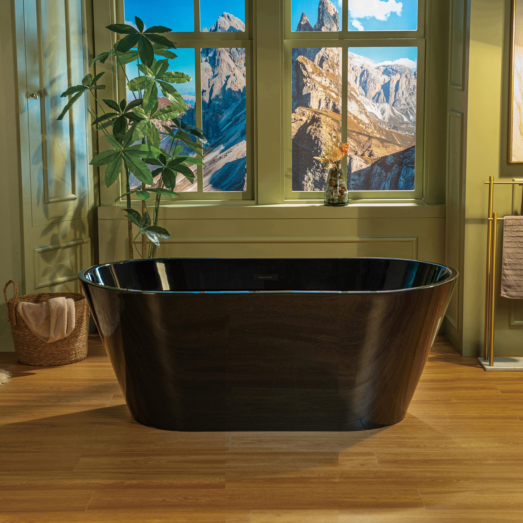 WOODBRIDGE 59" L x 29-1/2" W Freestanding Contemporary Acrylic Soaking Bathtub