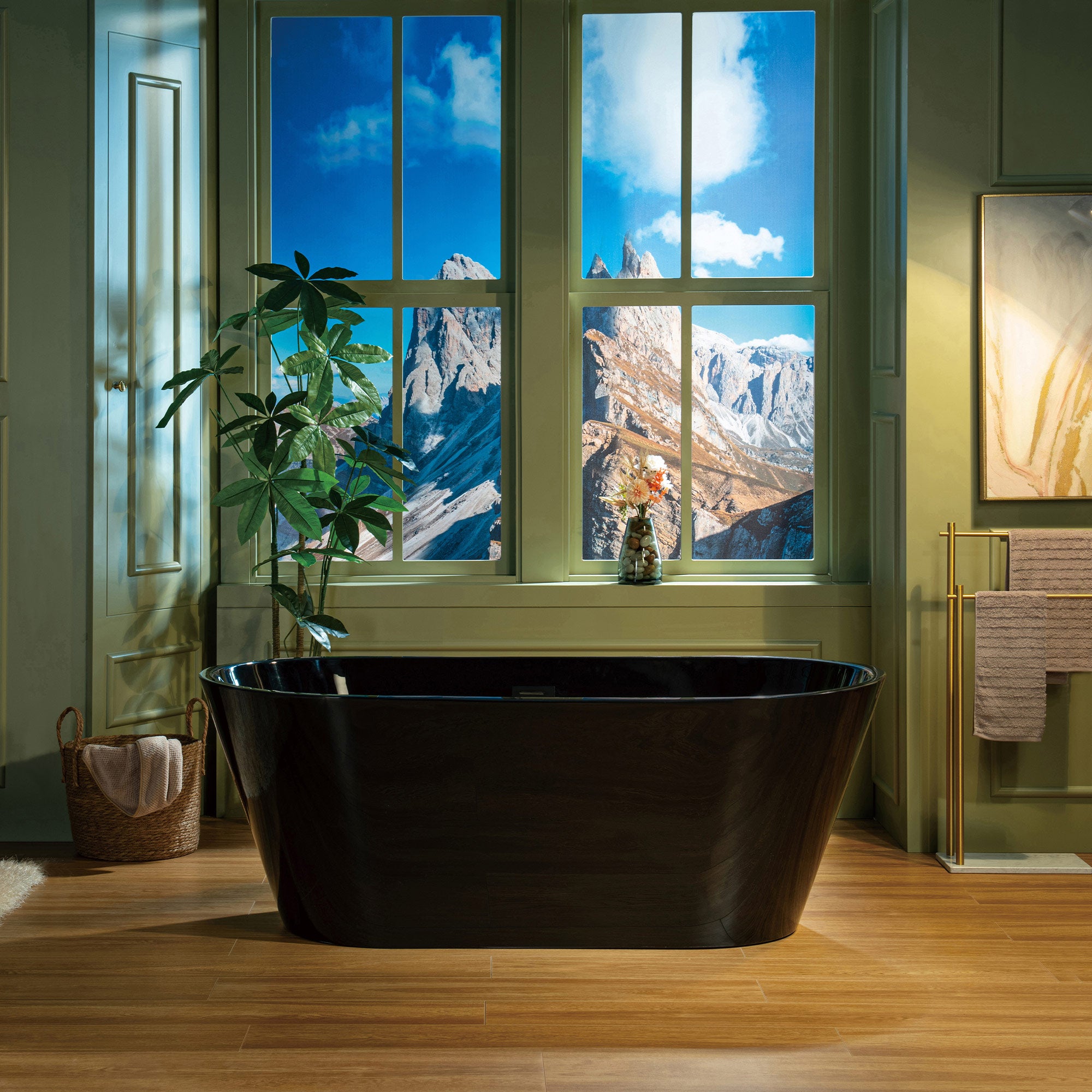WOODBRIDGE 59" L x 29-1/2" W Freestanding Contemporary Acrylic Soaking Bathtub