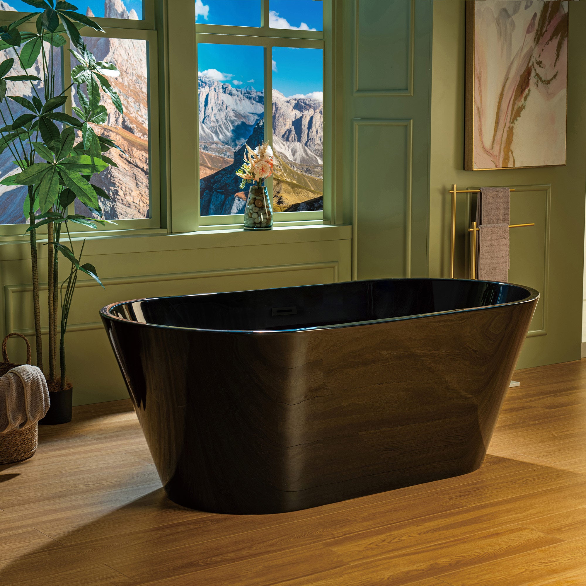 WOODBRIDGE 59" L x 29-1/2" W Freestanding Contemporary Acrylic Soaking Bathtub