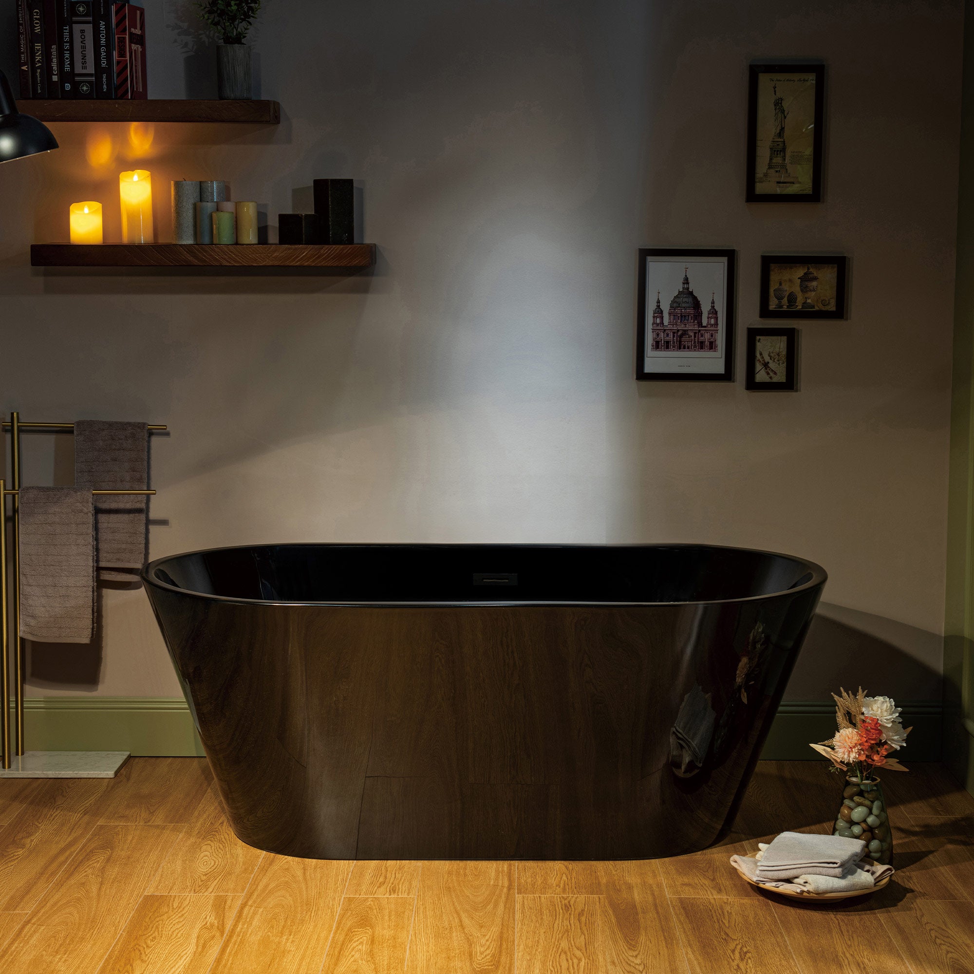 WOODBRIDGE 59" L x 29-1/2" W Freestanding Contemporary Acrylic Soaking Bathtub