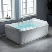 WOODBRIDGE 70-7/8"L x 47-1/4"W 2 Person Freestanding Hydrotherapy Whirlpool and Air Bath Heated Soaking Combination Massage Tub with Adjustable Speed Air Blower and Display Control Panel, B0091