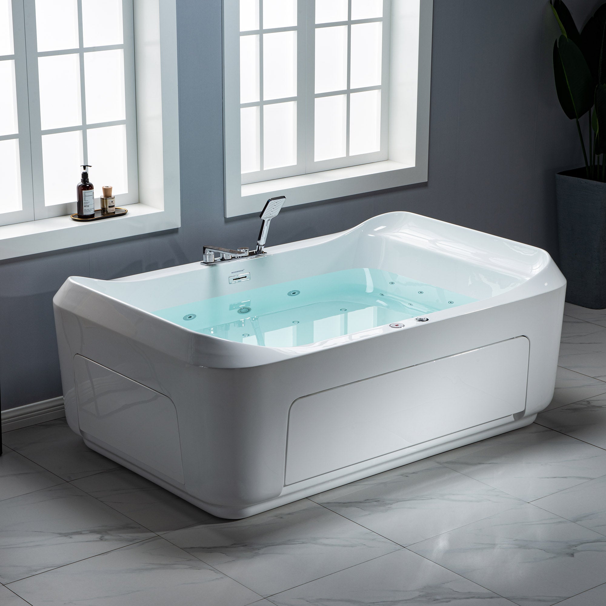 WOODBRIDGE 2-Person Freestanding Whirlpool & Air Bath Tub with Heated Blower – BTS0091