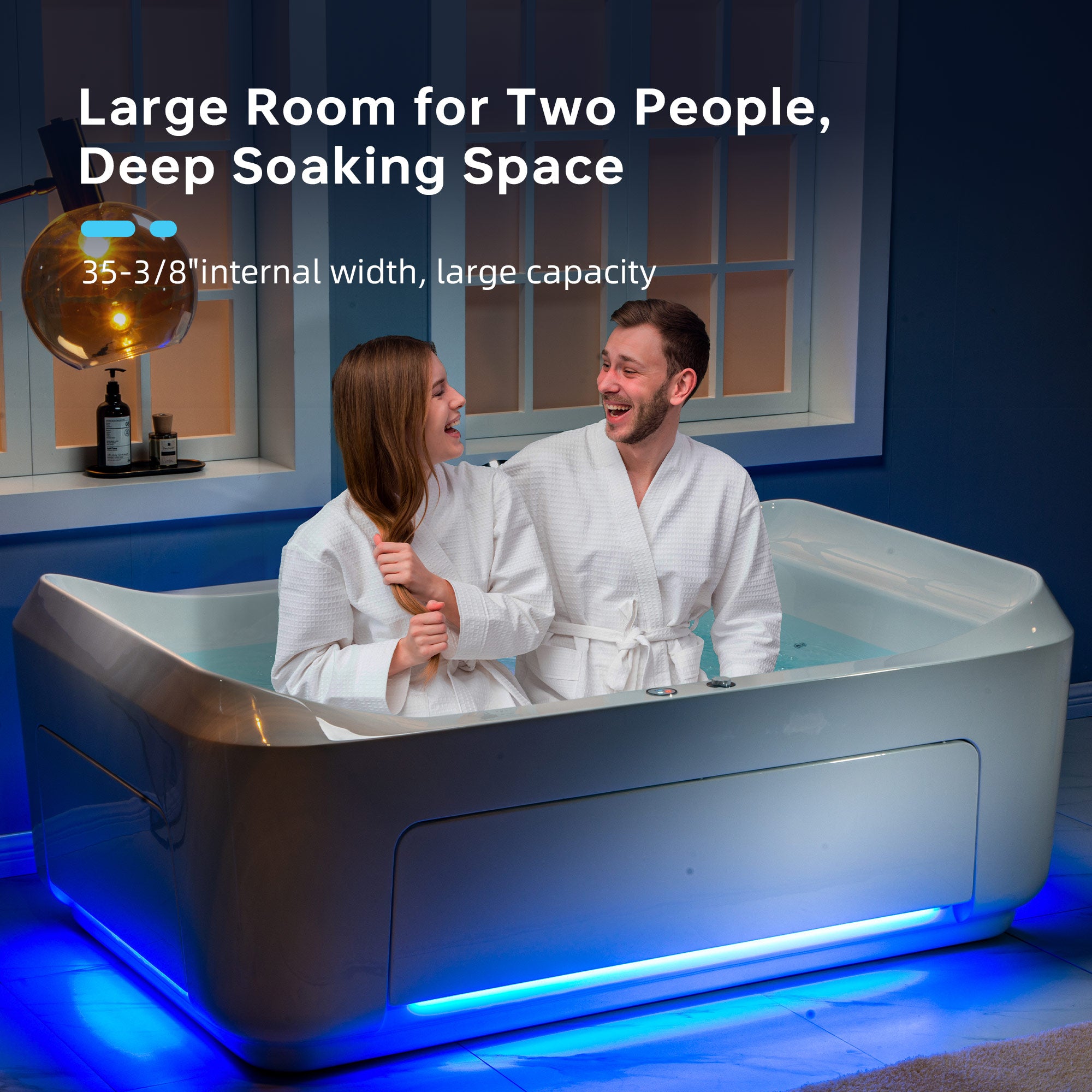 WOODBRIDGE 2-Person Freestanding Whirlpool & Air Bath Tub with Heated Blower – BTS0091