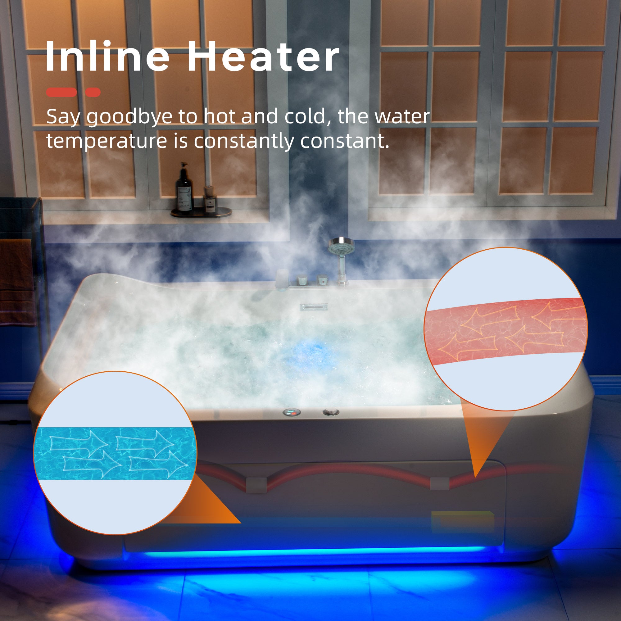 WOODBRIDGE 2-Person Freestanding Whirlpool & Air Bath Tub with Heated Blower – BTS0091