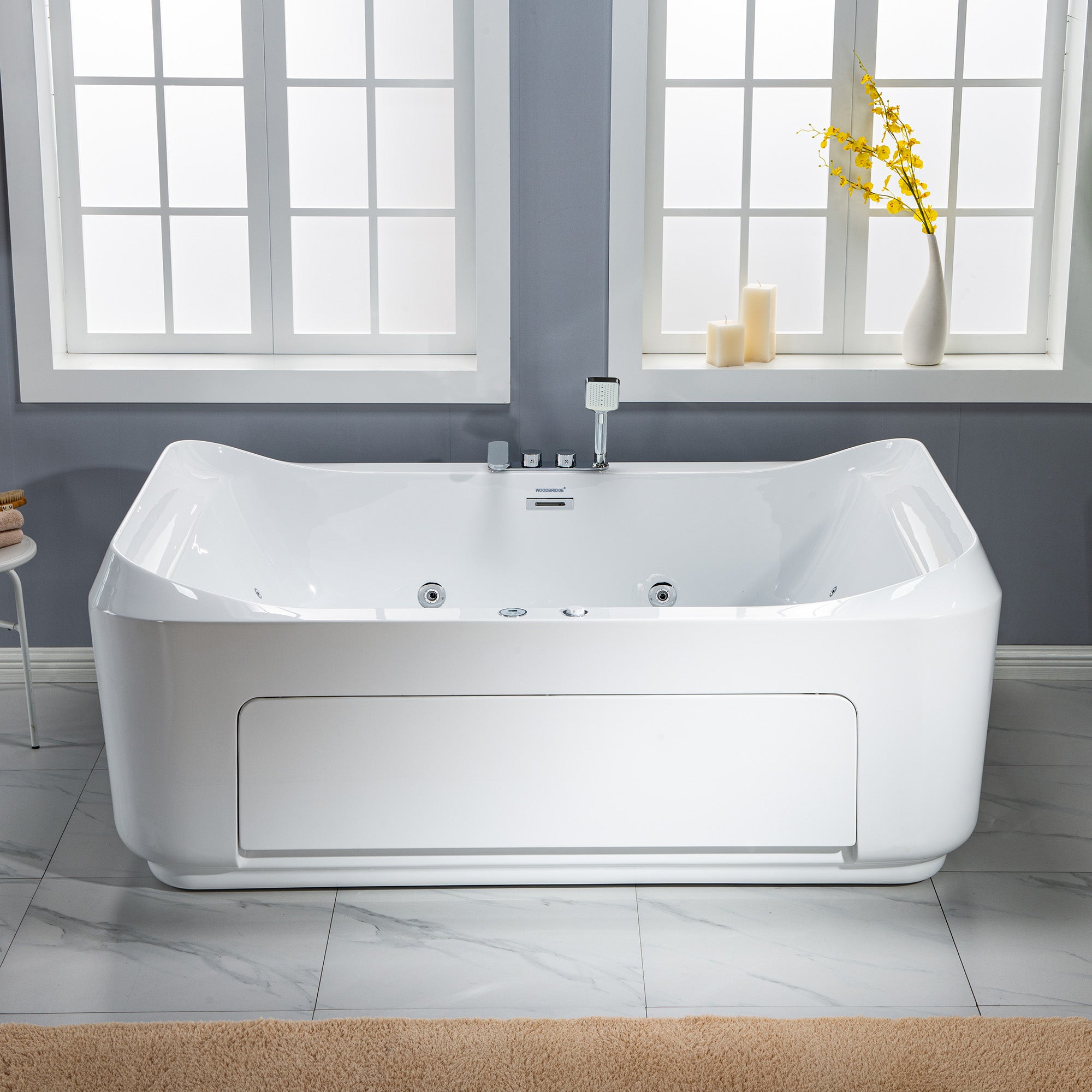 WOODBRIDGE 2-Person Freestanding Whirlpool & Air Bath Tub with Heated Blower – BTS0091