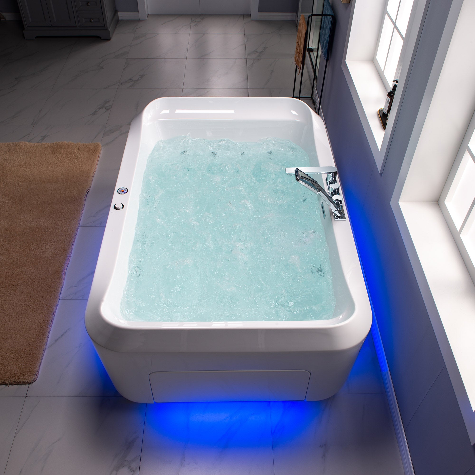 WOODBRIDGE 2-Person Freestanding Whirlpool & Air Bath Tub with Heated Blower – BTS0091