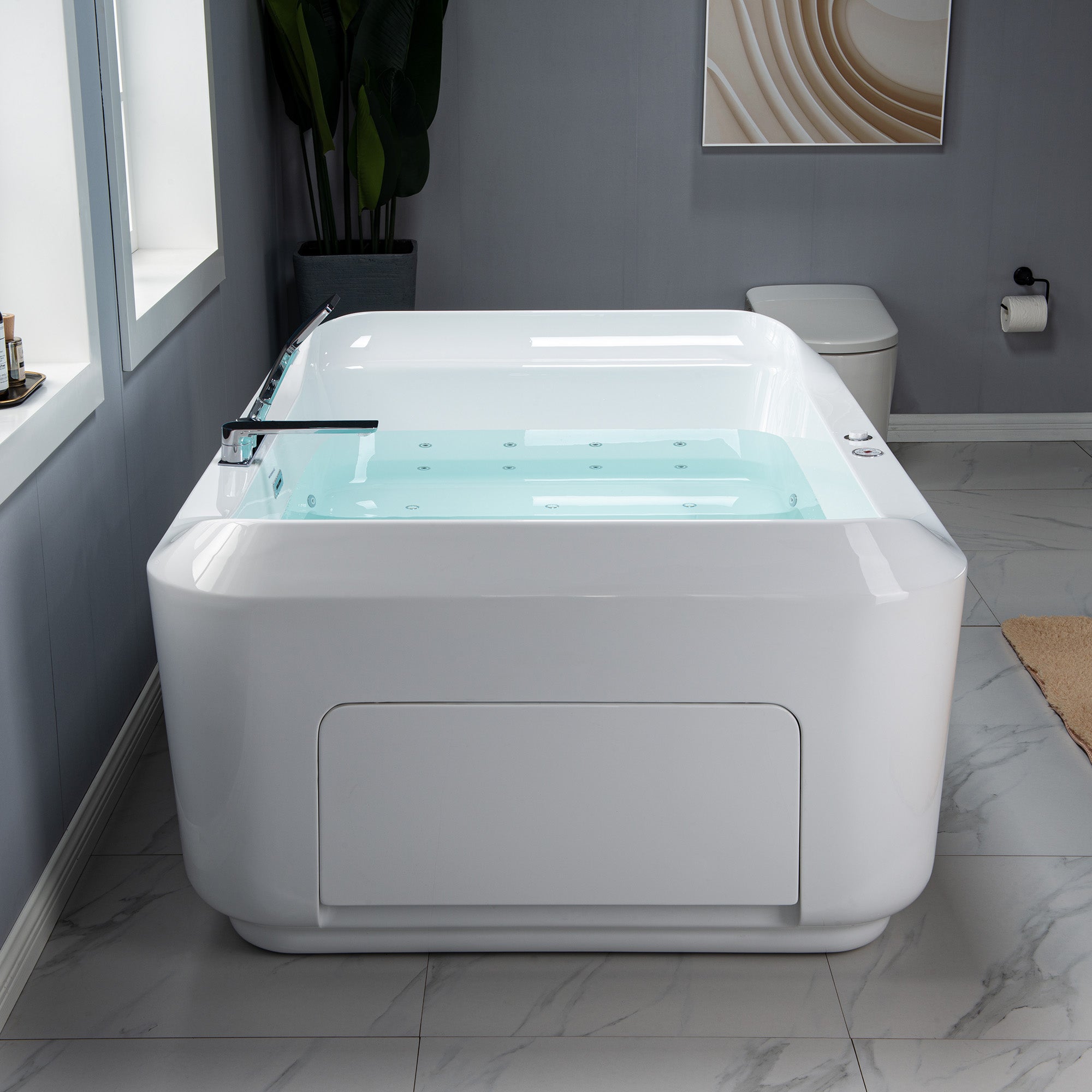 WOODBRIDGE 2-Person Freestanding Whirlpool & Air Bath Tub with Heated Blower – BTS0091