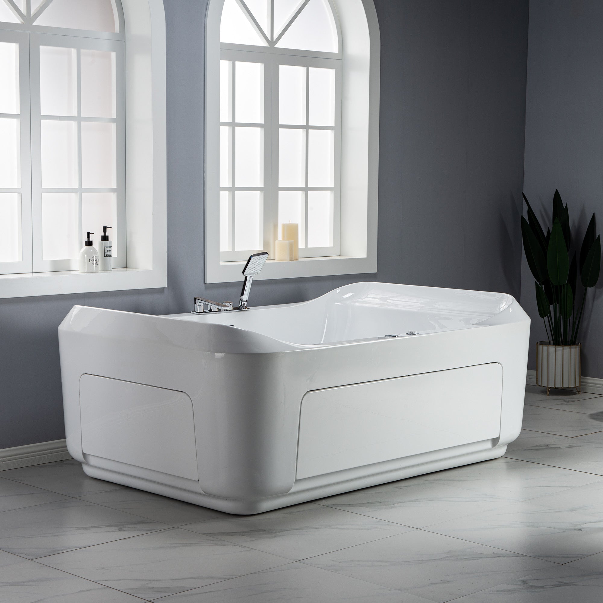 WOODBRIDGE 2-Person Freestanding Whirlpool & Air Bath Tub with Heated Blower – BTS0091
