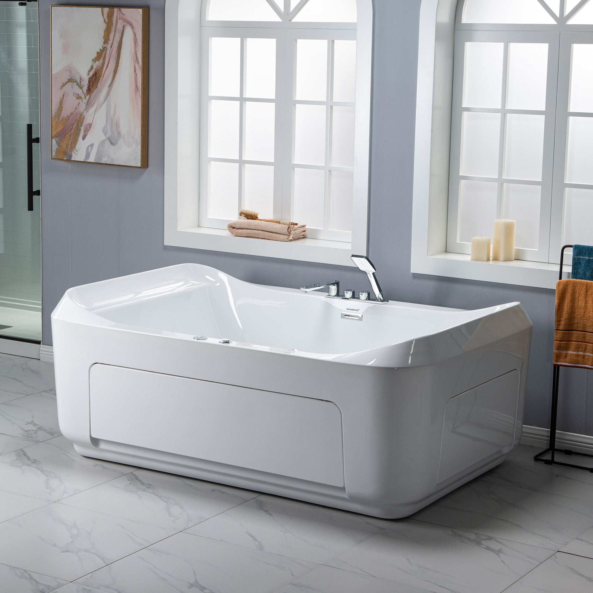 WOODBRIDGE 2-Person Freestanding Whirlpool & Air Bath Tub with Heated Blower – BTS0091