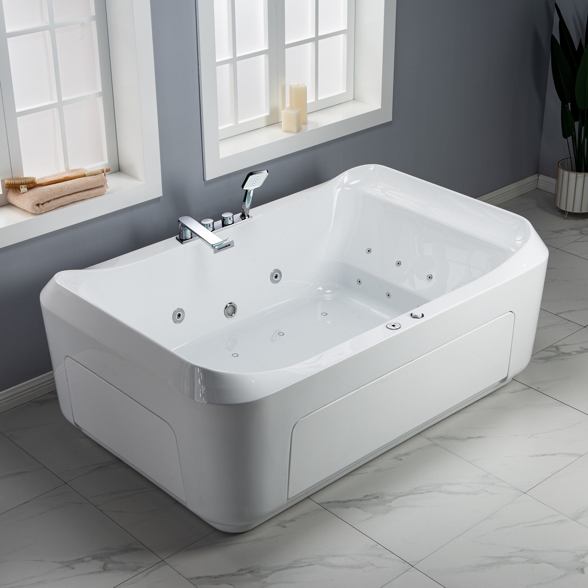 WOODBRIDGE 2-Person Freestanding Whirlpool & Air Bath Tub with Heated Blower – BTS0091