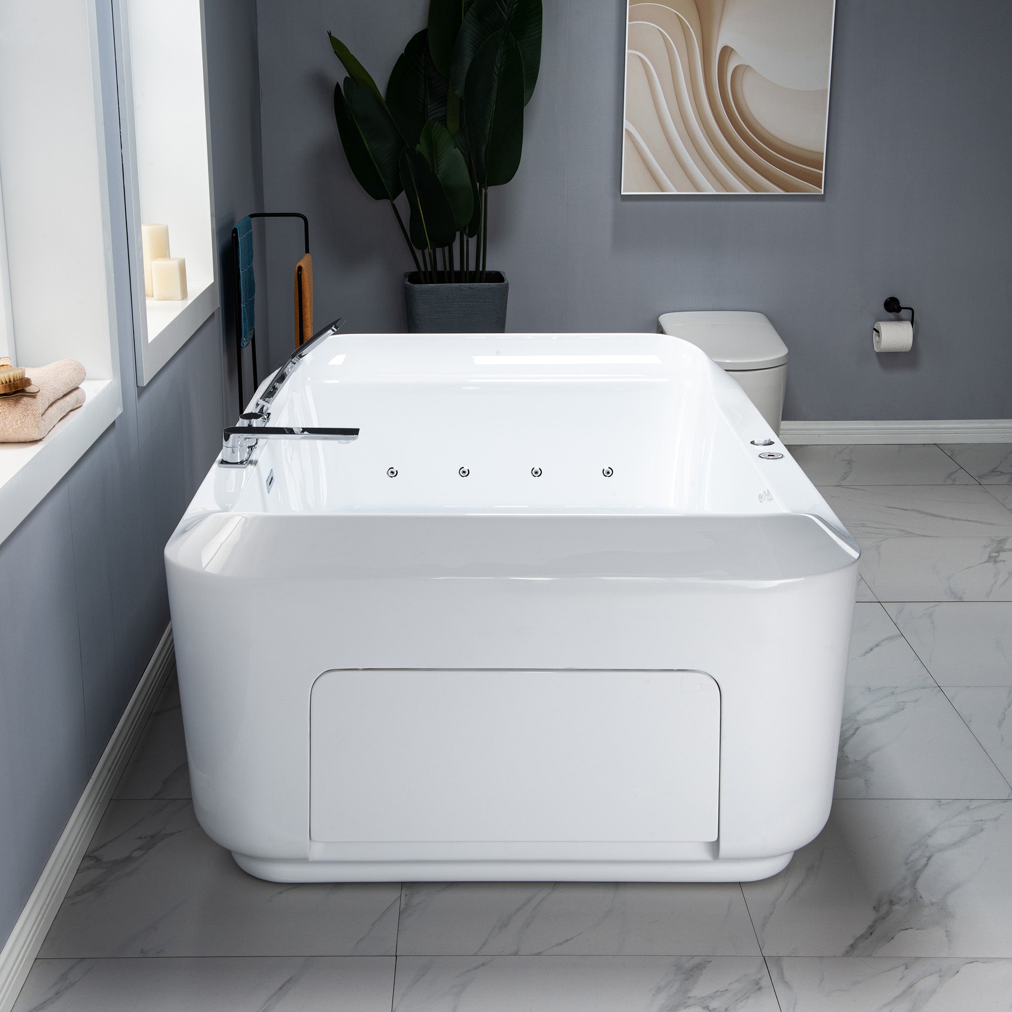 WOODBRIDGE 2-Person Freestanding Whirlpool & Air Bath Tub with Heated Blower – BTS0091