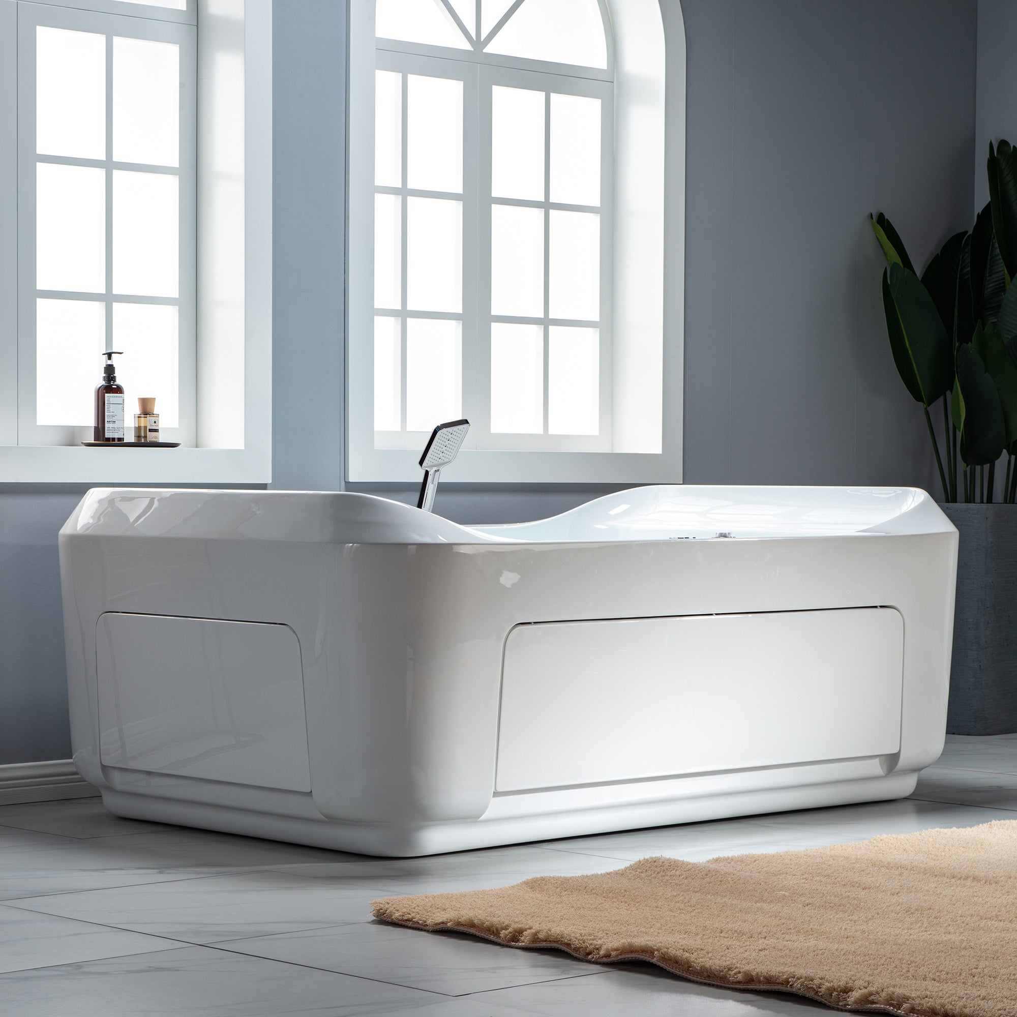 WOODBRIDGE 2-Person Freestanding Whirlpool & Air Bath Tub with Heated Blower – BTS0091