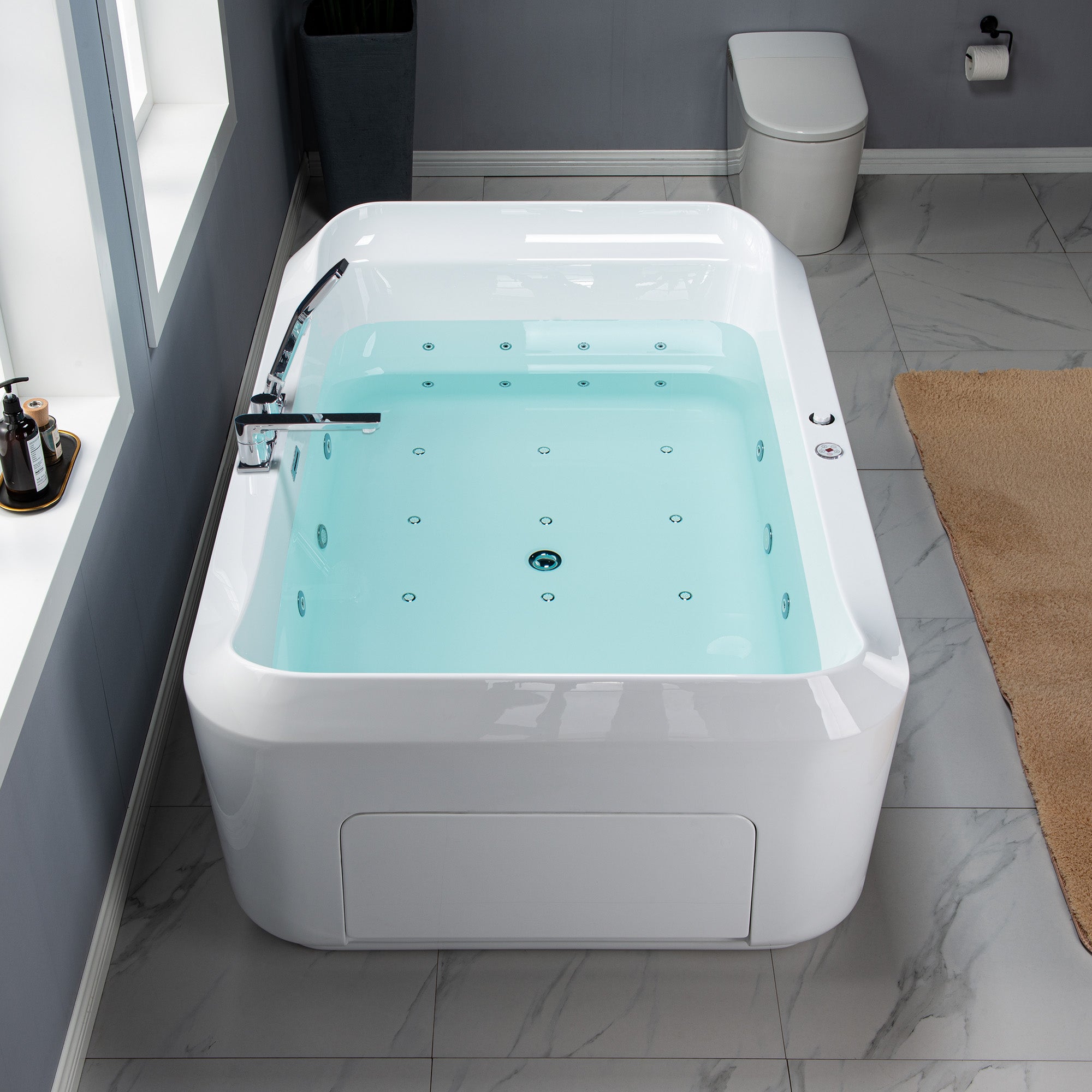 WOODBRIDGE 2-Person Freestanding Whirlpool & Air Bath Tub with Heated Blower – BTS0091