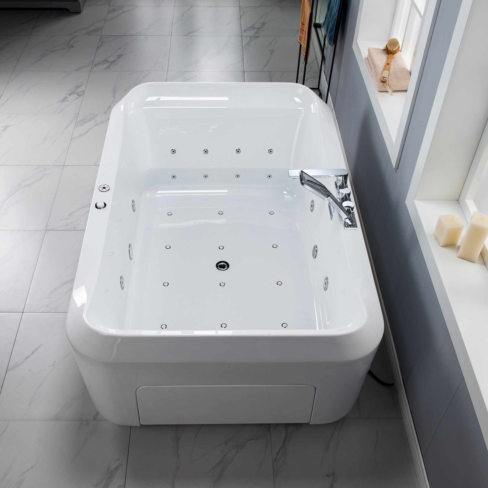 WOODBRIDGE 2-Person Freestanding Whirlpool & Air Bath Tub with Heated Blower – BTS0091