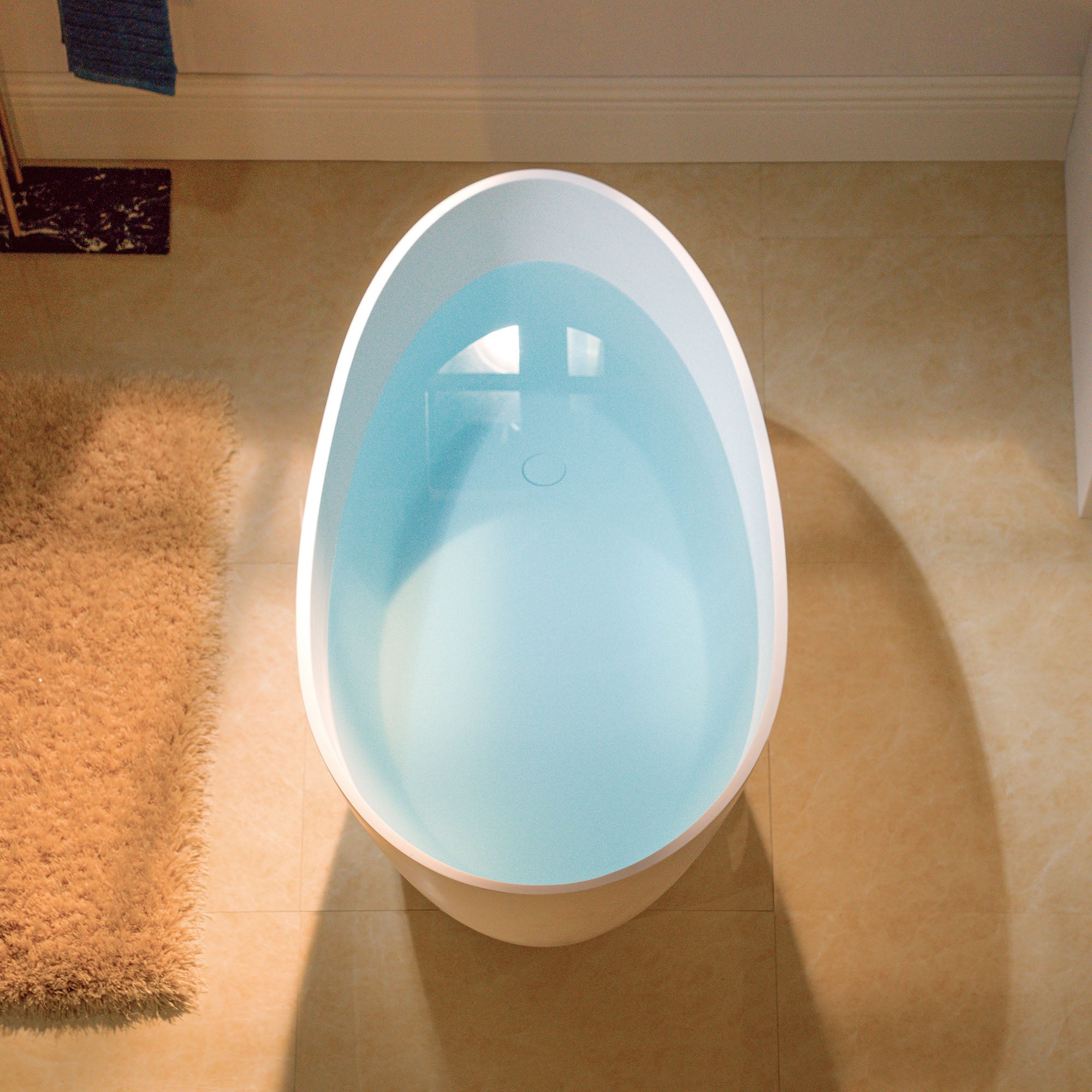 WOODBRIDGE 58-5/8" L x 29-1/8" W Luxury Contemporary Solid Surface Stone Resin Freestanding Bathtub in Matte White with 2-Drain Covers