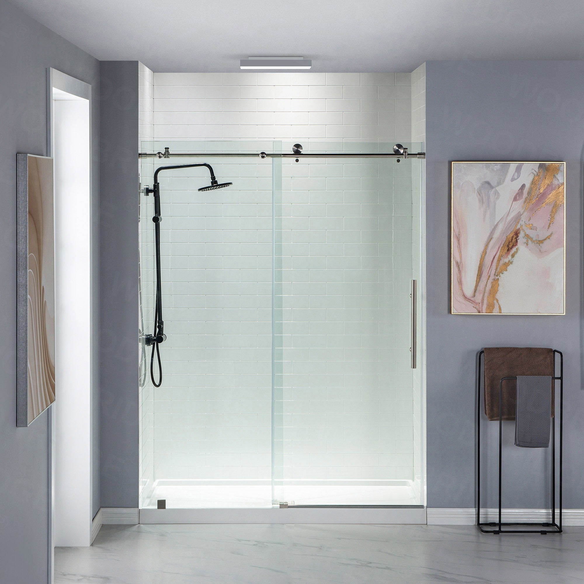 WOODBRIDGE Frameless Shower Doors 44-48" Width x 76"Height with 3/8"(10mm) Clear Tempered Glass, MBSDC4876