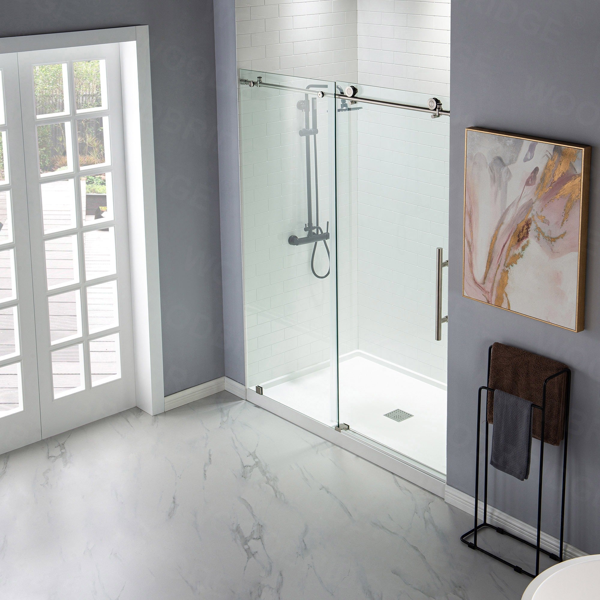 WOODBRIDGE Frameless Shower Doors 44-48" Width x 76"Height with 3/8"(10mm) Clear Tempered Glass, MBSDC4876