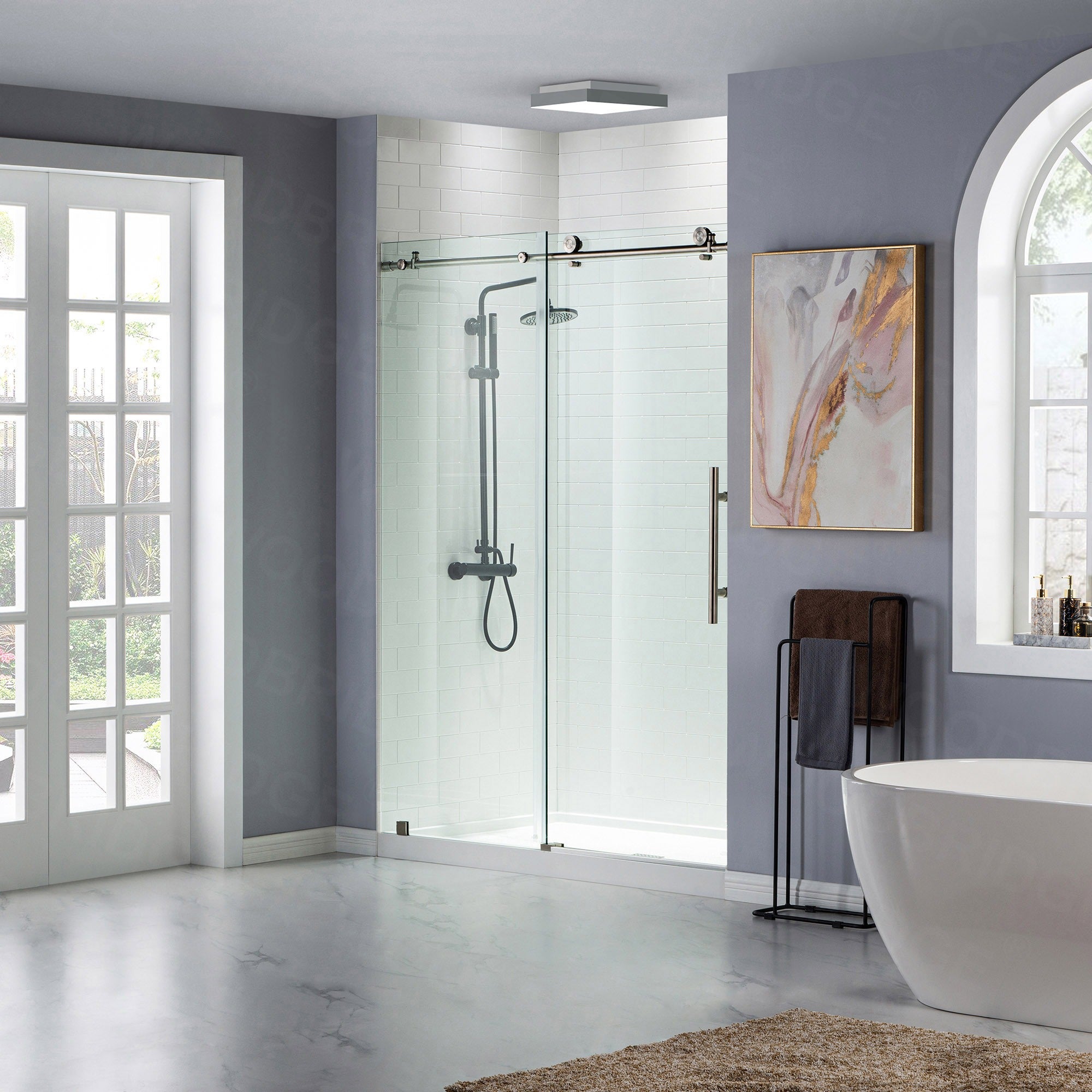 WOODBRIDGE Frameless Shower Doors 44-48" Width x 76"Height with 3/8"(10mm) Clear Tempered Glass, MBSDC4876