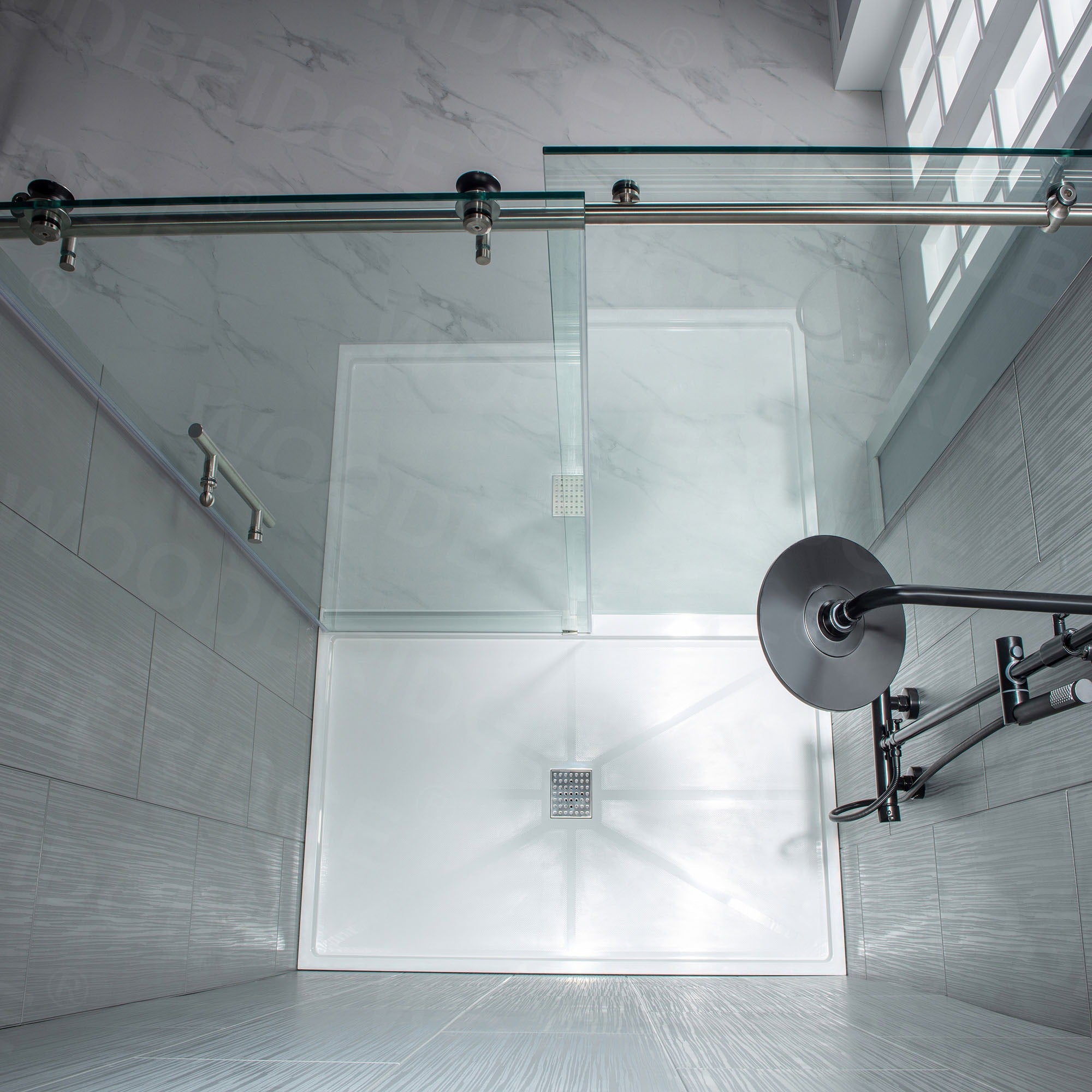 WOODBRIDGE Frameless Shower Doors 44-48" Width x 76"Height with 3/8"(10mm) Clear Tempered Glass, MBSDC4876