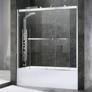 WOODBRIDGE Frameless Bathtub Shower Doors 56-60" Width x 62"Height with 3/8"(10mm) Clear Tempered Glass, 2 Ways Opening & Double Sliding,SDD6062