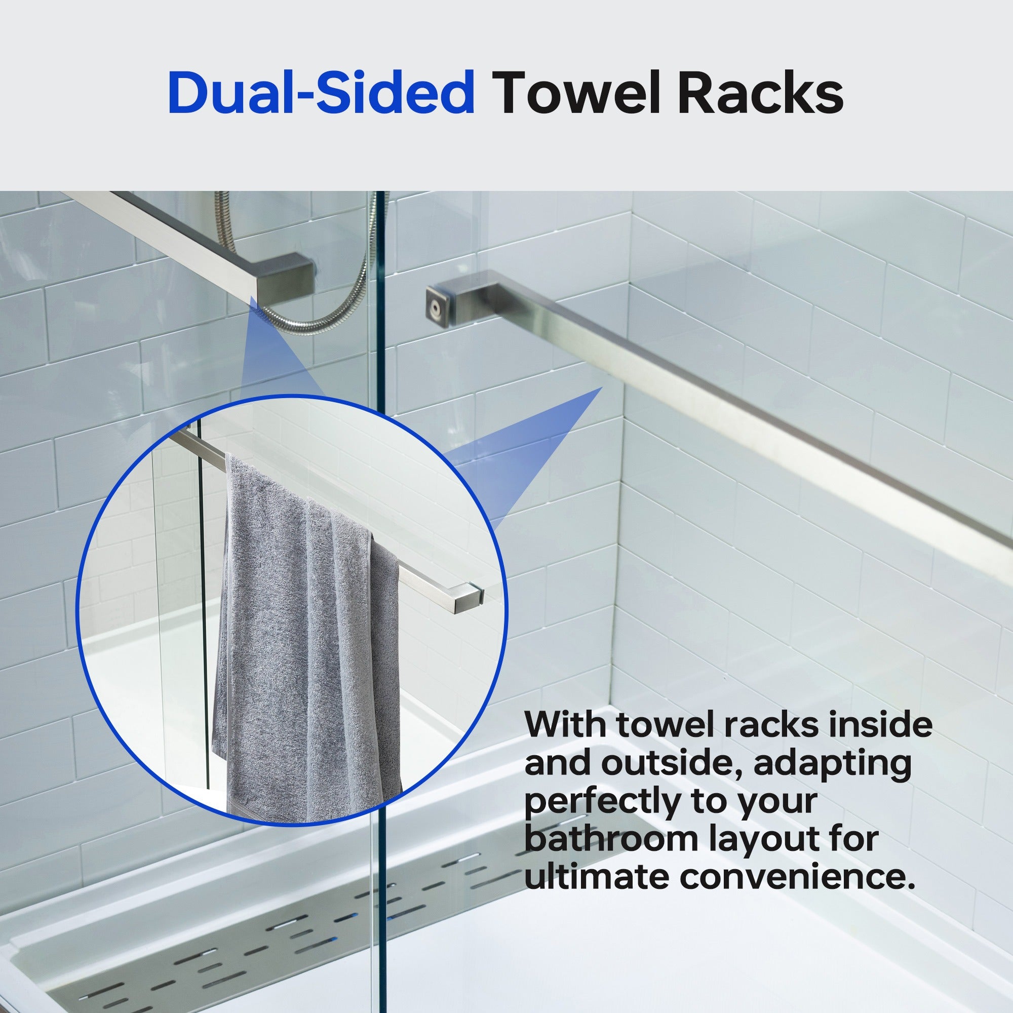 WOODBRIDGE Frameless Bathtub Shower Doors 56-60" Width x 62"Height with 3/8"(10mm) Clear Tempered Glass, 2 Ways Opening & Double Sliding,SDD6062
