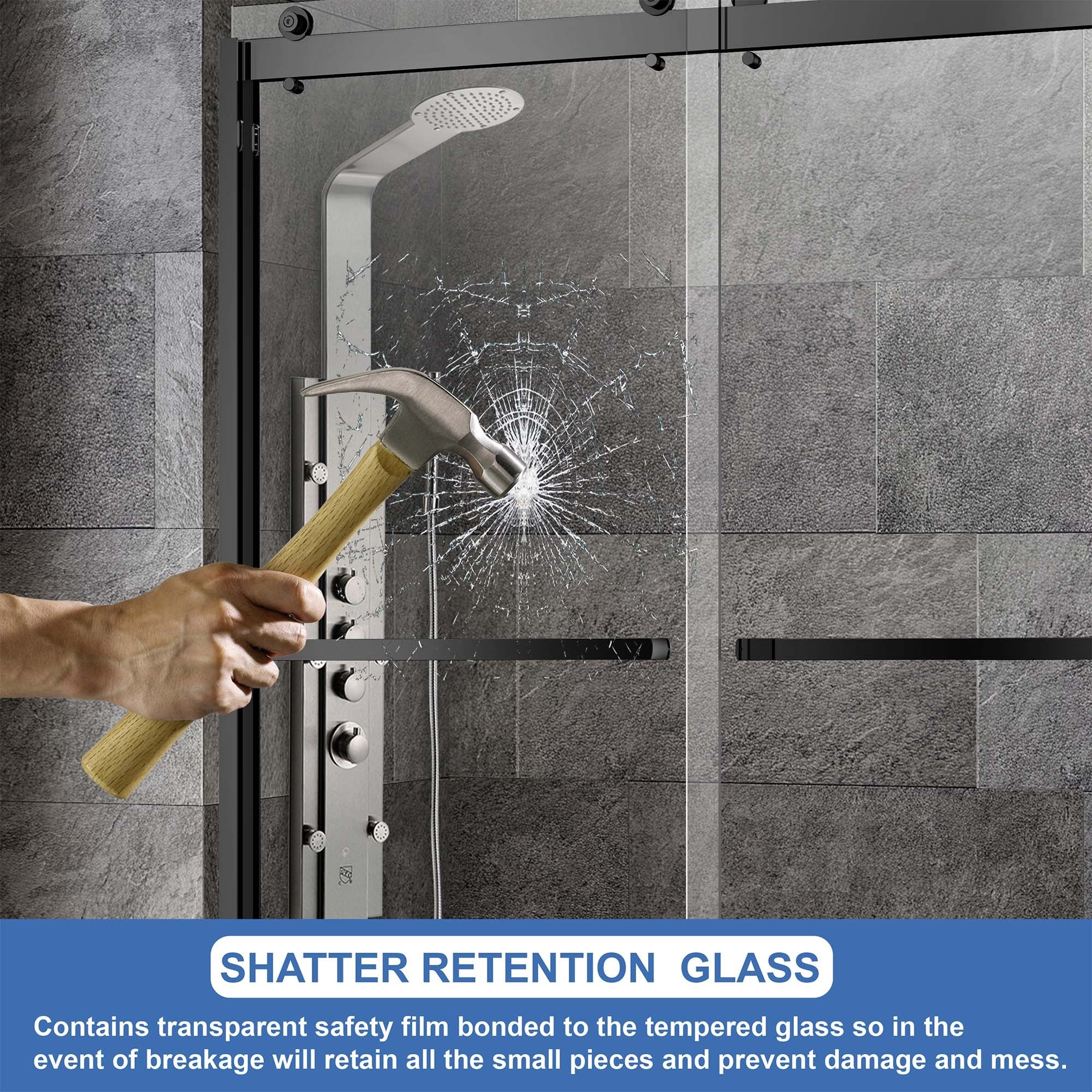 WOODBRIDGE Frameless Bathtub Shower Doors 56-60" Width x 62"Height with 3/8"(10mm) Clear Tempered Glass, 2 Ways Opening & Double Sliding,SDD6062