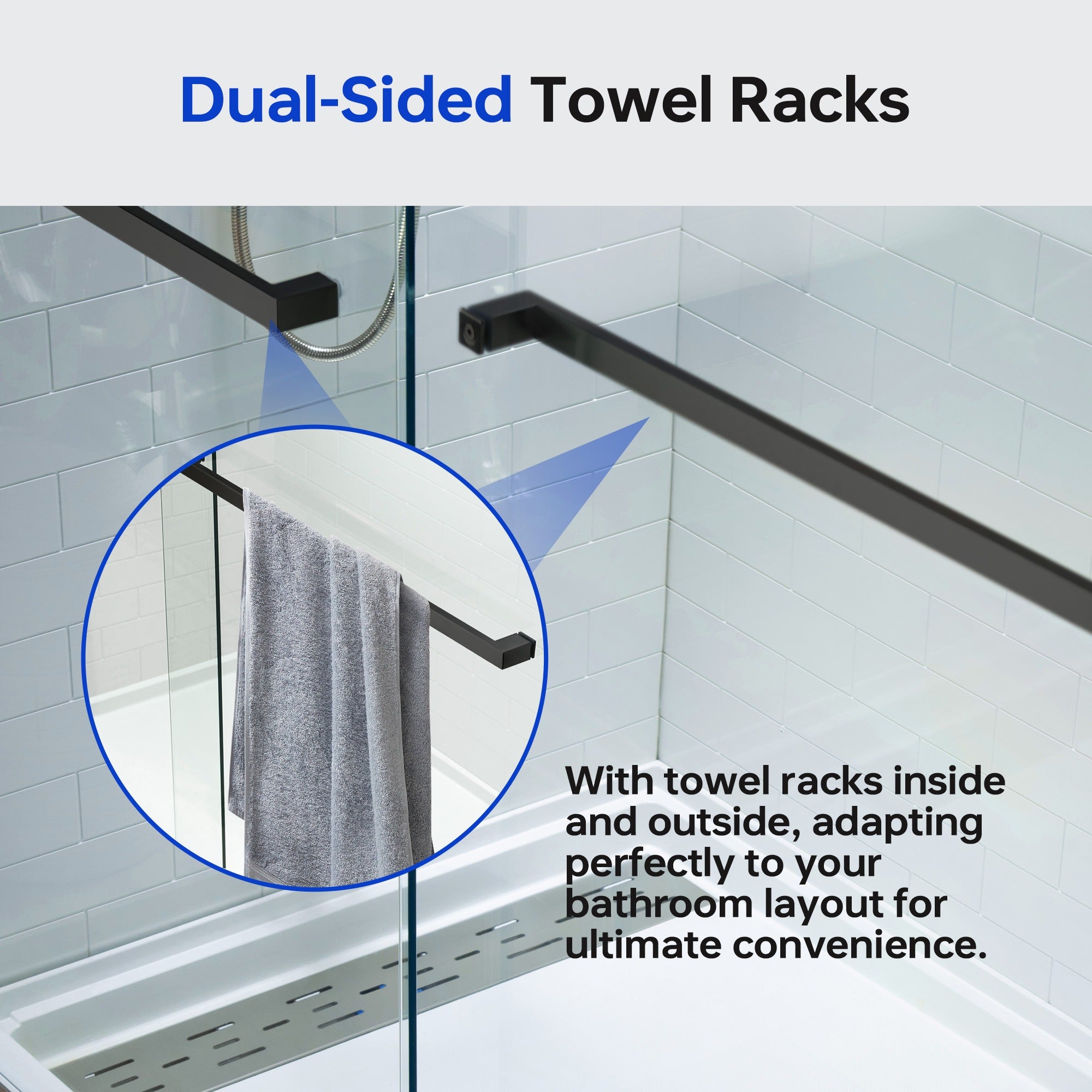 WOODBRIDGE Frameless Bathtub Shower Doors 56-60" Width x 62"Height with 3/8"(10mm) Clear Tempered Glass, 2 Ways Opening & Double Sliding,SDD6062