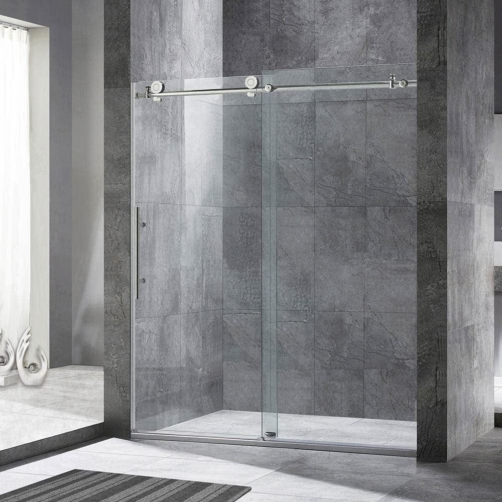 WOODBRIDGE Frameless Shower Doors 56-60" Width x 76"Height with 3/8"(10mm) Clear Tempered Glass, MBSDC6076
