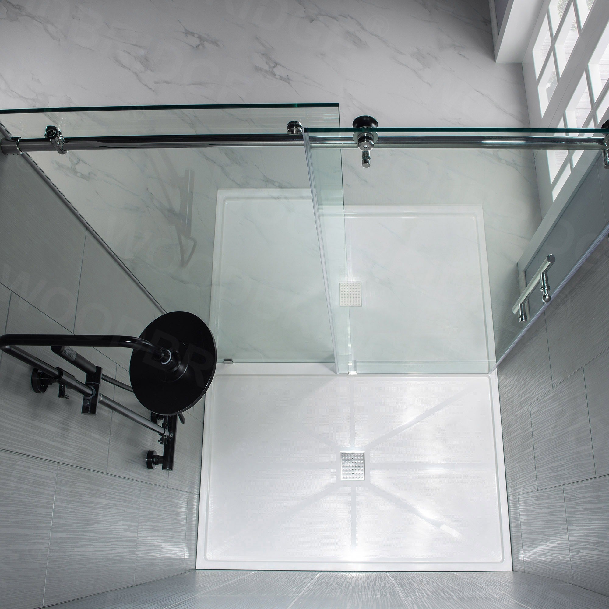 WOODBRIDGE Frameless Shower Doors 56-60" Width x 76"Height with 3/8"(10mm) Clear Tempered Glass, MBSDC6076