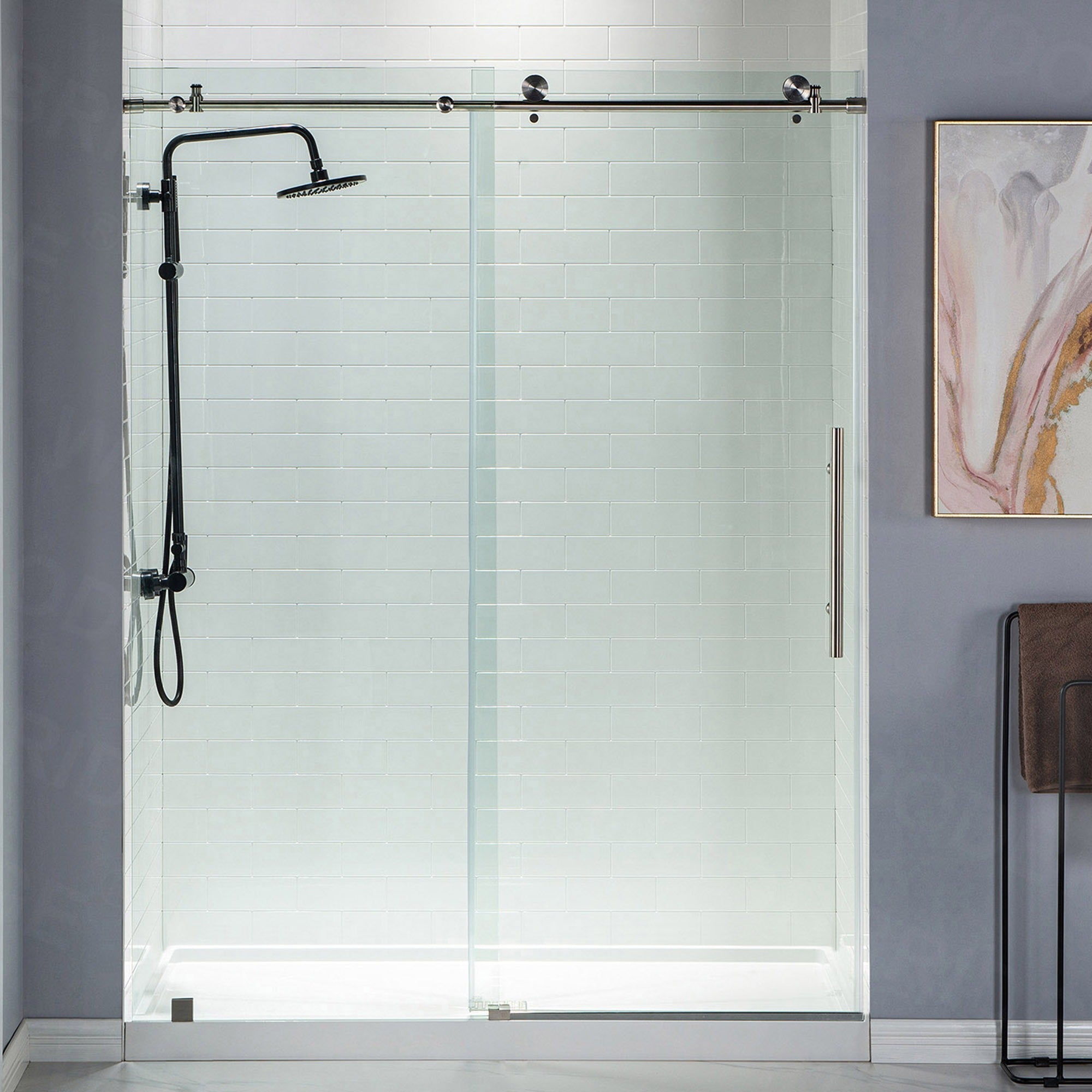 WOODBRIDGE Frameless Shower Doors 44-48" Width x 76"Height with 3/8"(10mm) Clear Tempered Glass, MBSDC4876