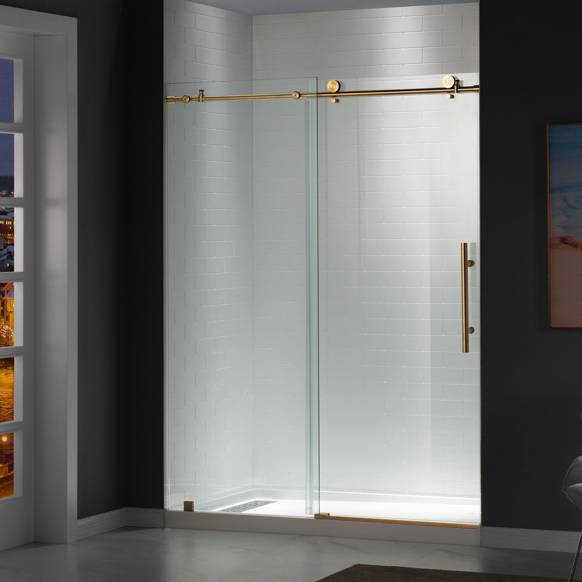 WOODBRIDGE Frameless Shower Doors 44-48" Width x 76"Height with 3/8"(10mm) Clear Tempered Glass, MBSDC4876