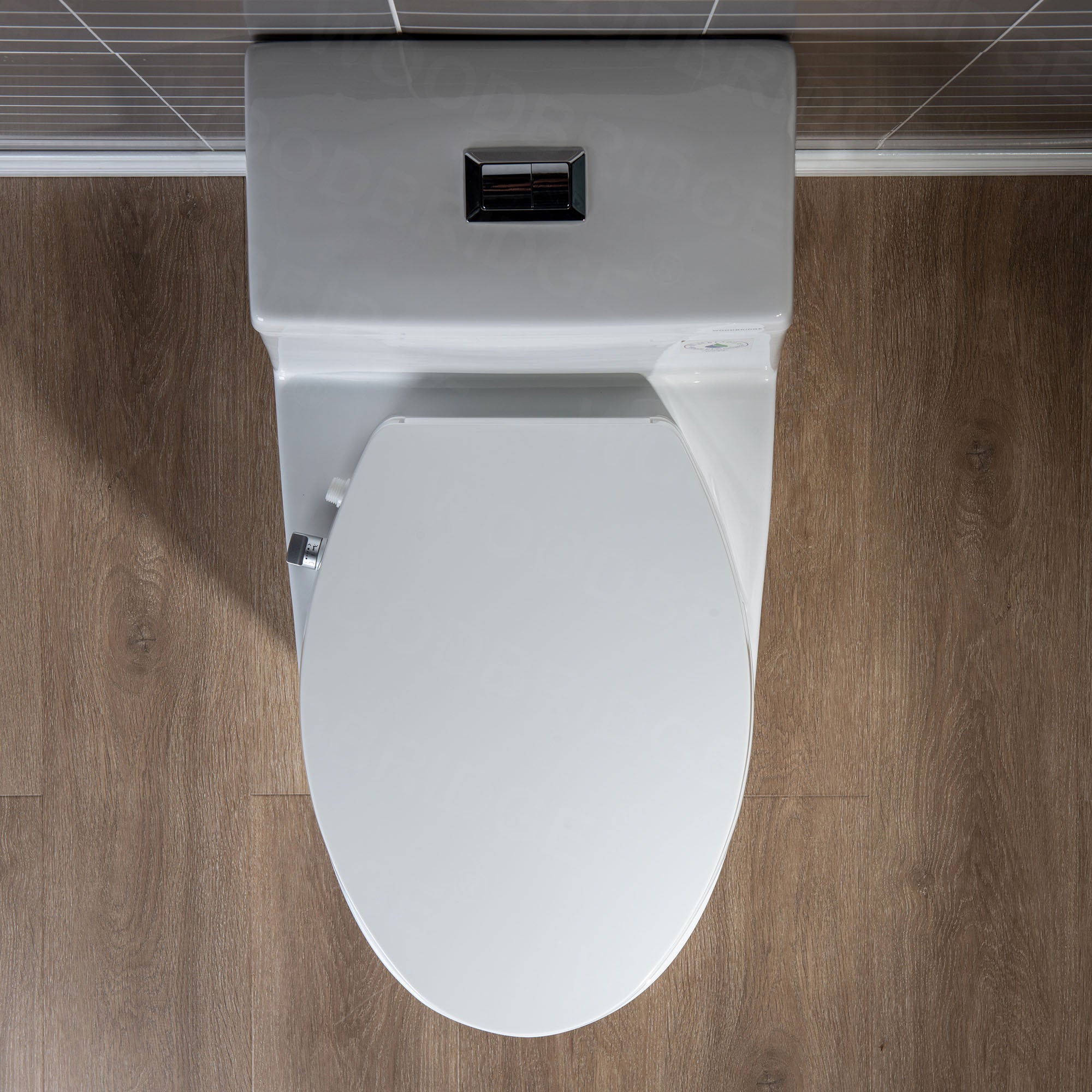 WOODBRIDGE T-0042 One Piece 1.1GPF/1.6 GPF Dual Flush Elongated Toilet with Non-Electric Toilet Seat in White