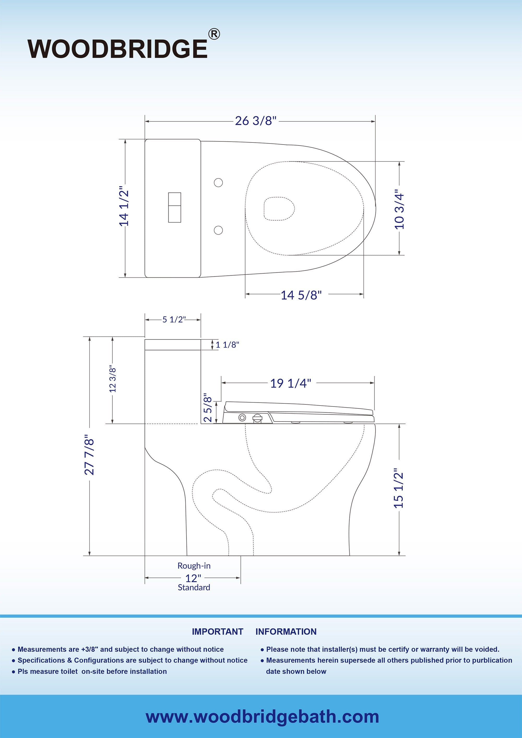 WOODBRIDGE One Piece Toilet – T-0045 | Dual Flush, Soft-Close Seat, Chair Height