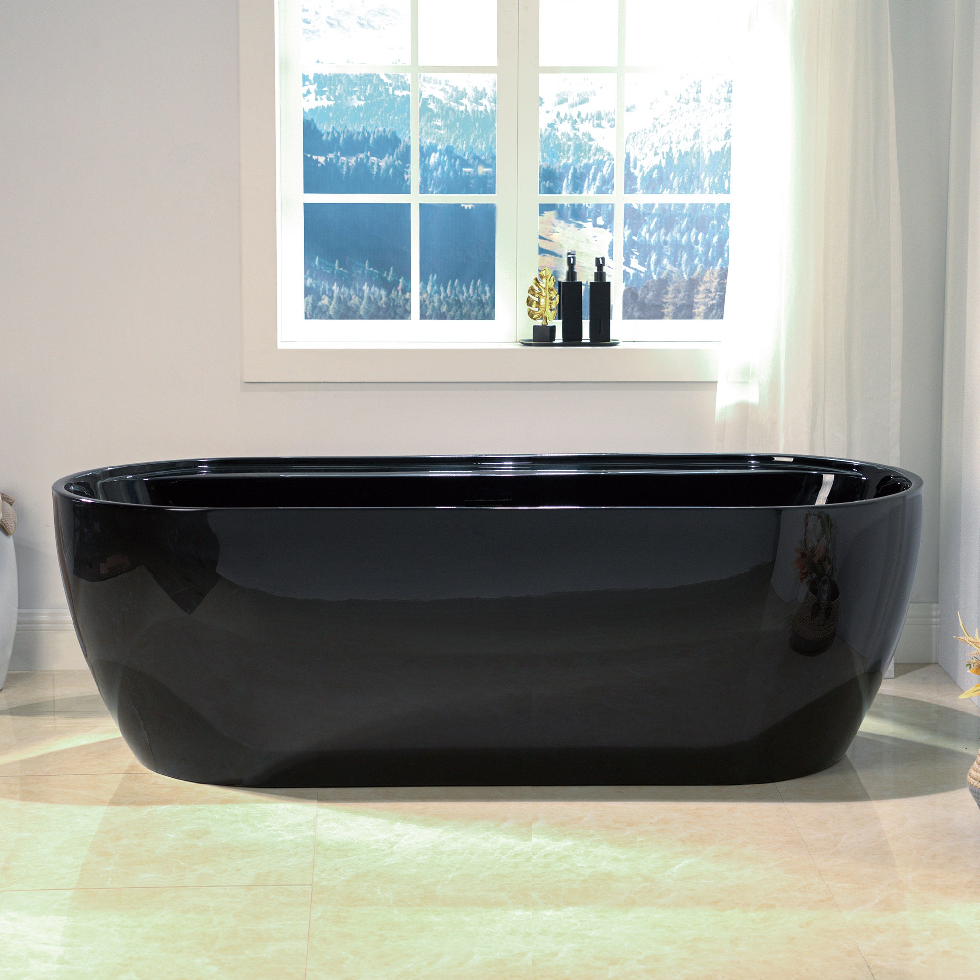 WOODBRIDGE 72" L x 35-3/8" W Freestanding Contemporary Acrylic Soaking Bathtub with Drain & Overflow – B8859 Series