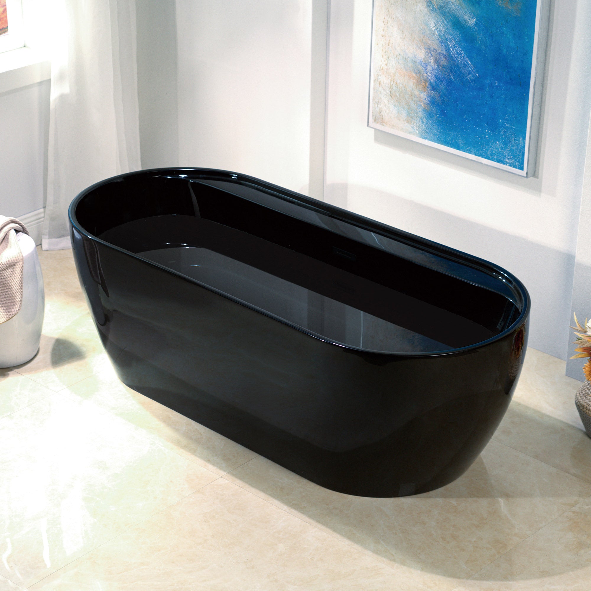 WOODBRIDGE 72" L x 35-3/8" W Freestanding Contemporary Acrylic Soaking Bathtub with Drain & Overflow – B8859 Series