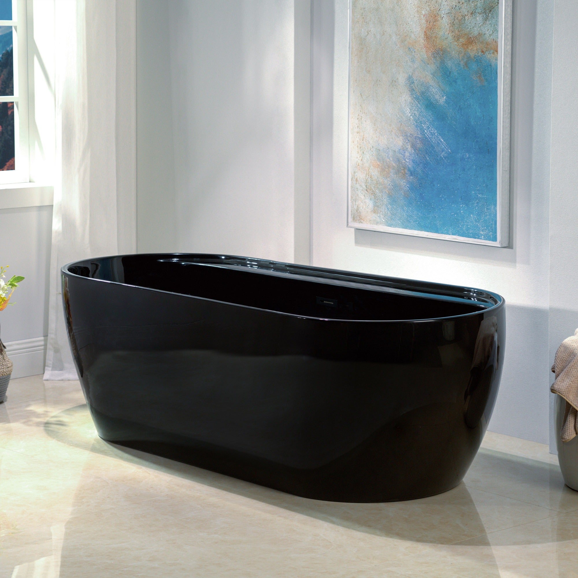 WOODBRIDGE 72" L x 35-3/8" W Freestanding Contemporary Acrylic Soaking Bathtub with Drain & Overflow – B8859 Series